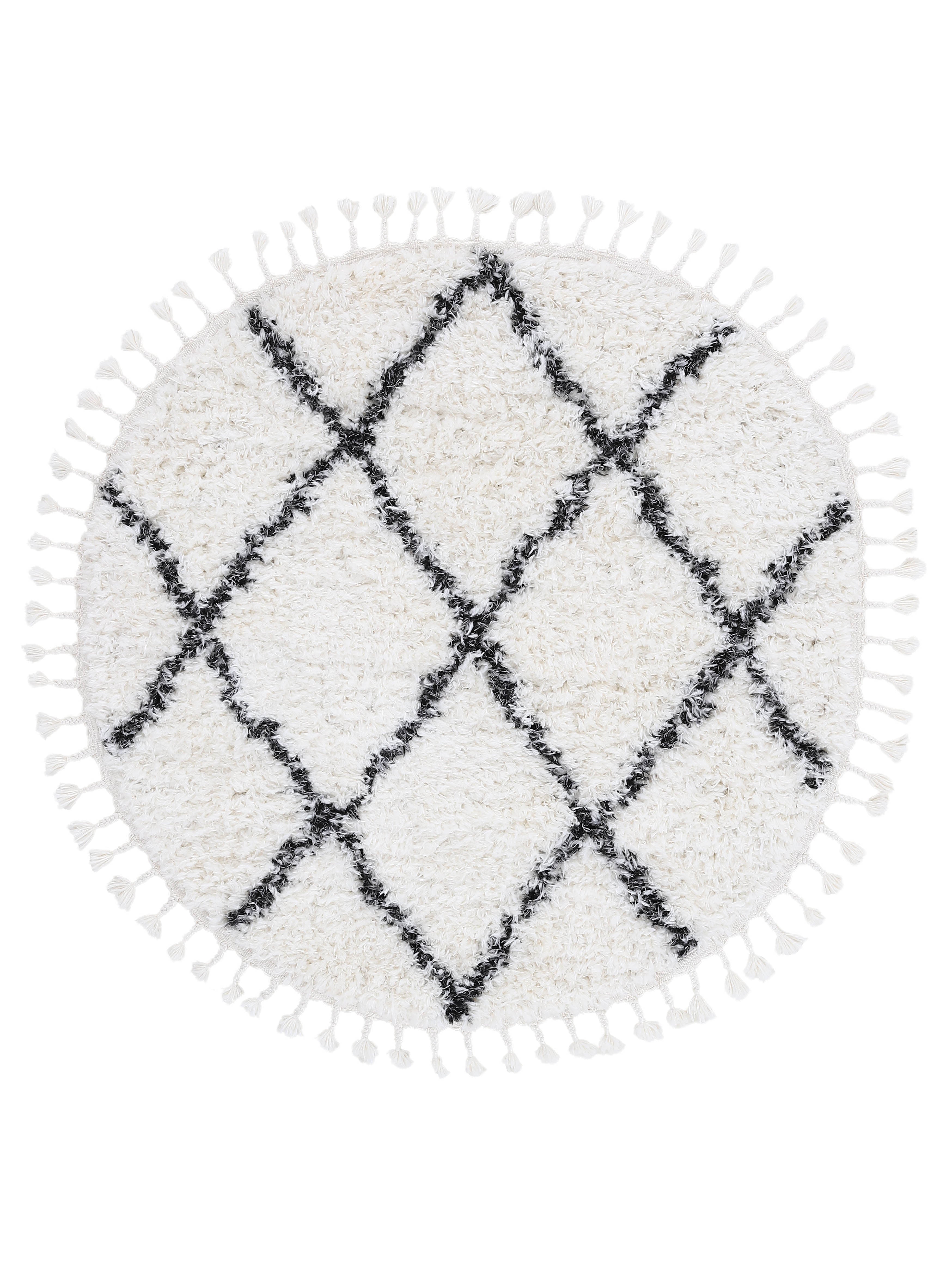 Hochflorteppich Eddy Rund Schwarz
