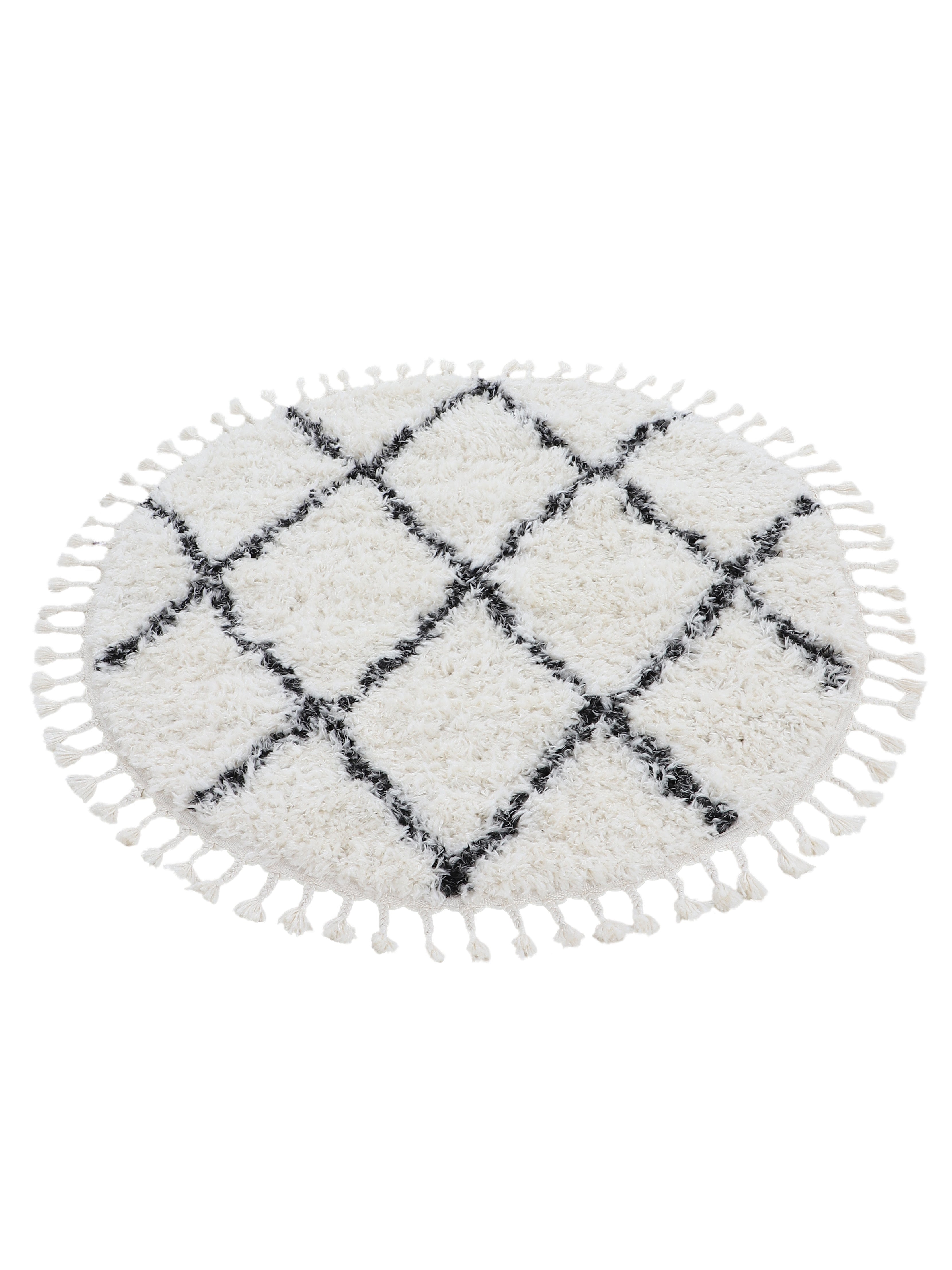 Hochflorteppich Eddy Rund Schwarz