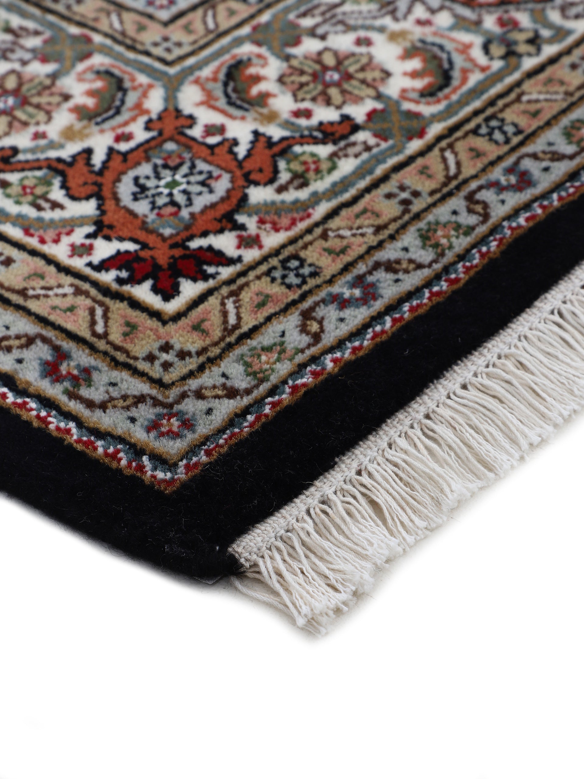 Tabriz Mahi Läufer Teppich Schwarz