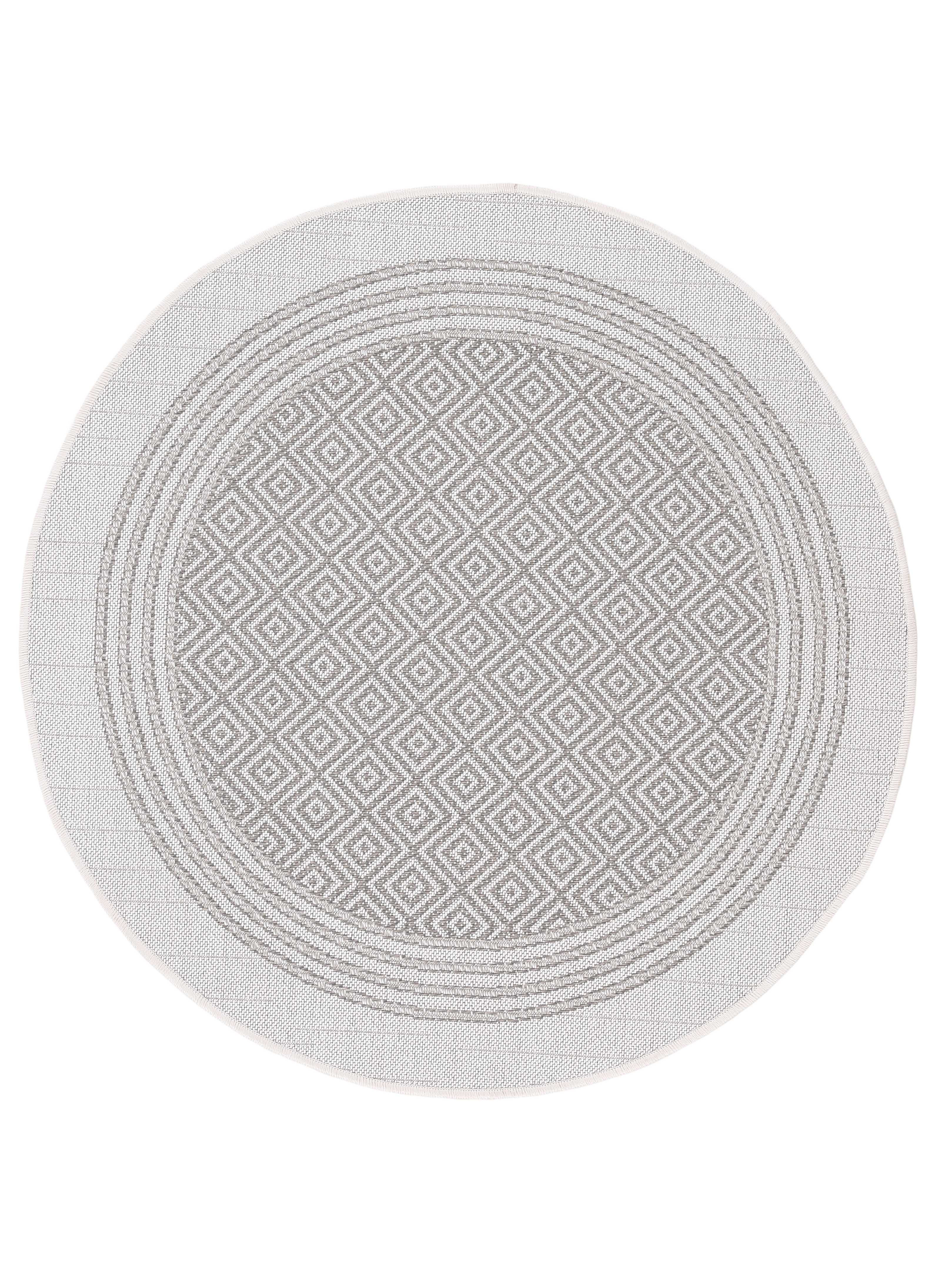 In- & Outdoor Teppich Boho Rund Beige