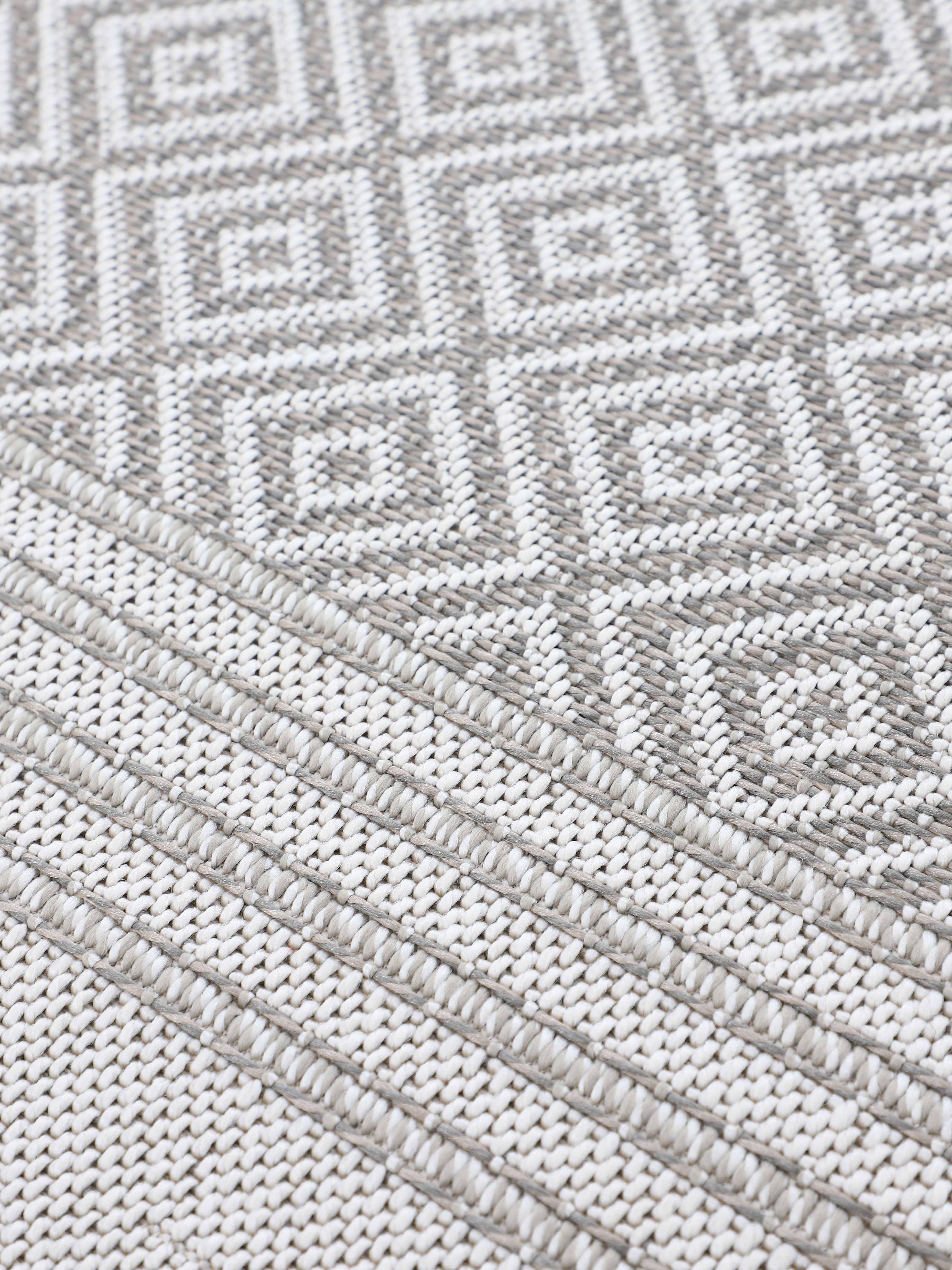 In- & Outdoor Teppich Boho Rund Beige