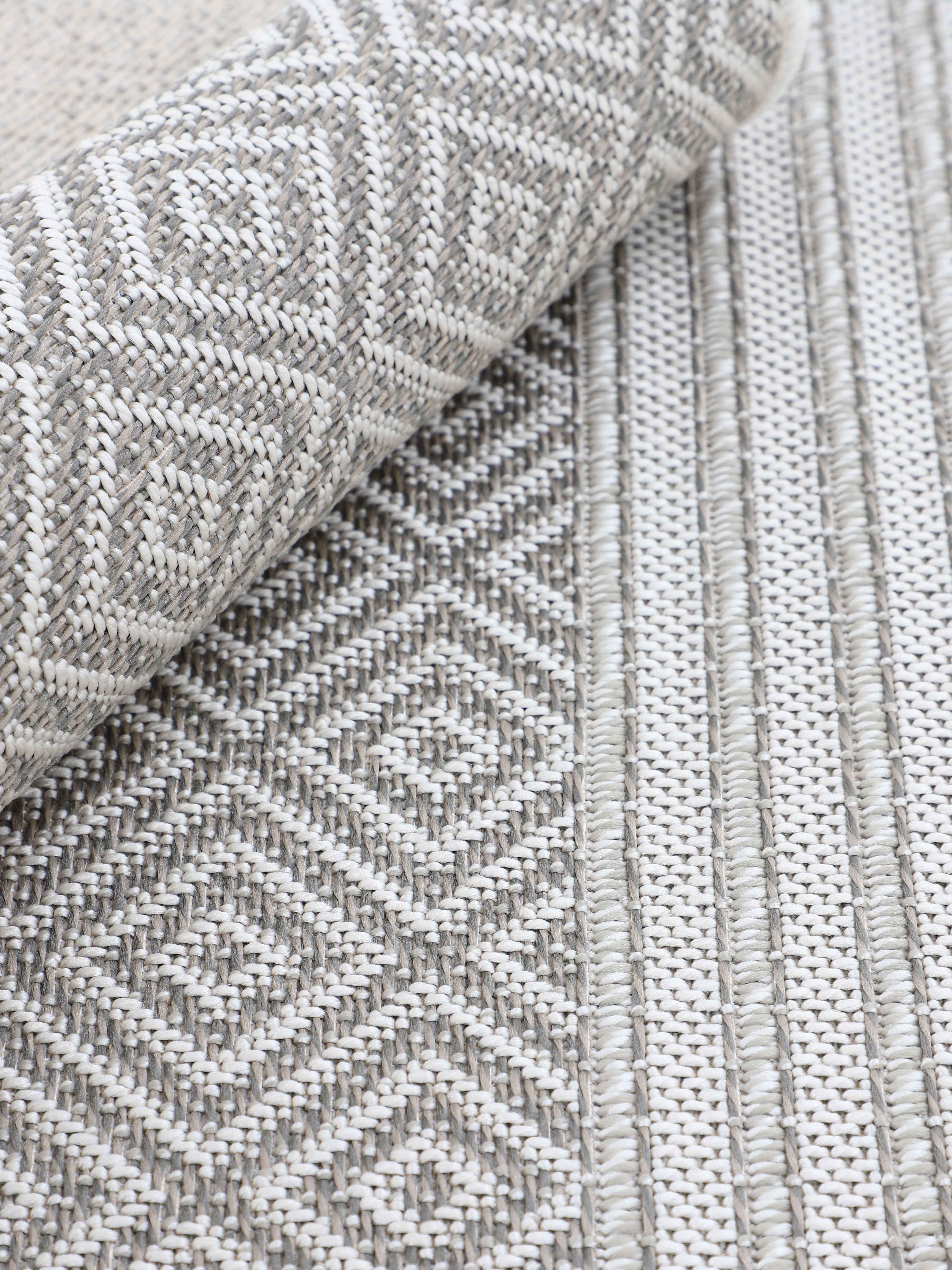 In- & Outdoor Teppich Boho Rund Beige