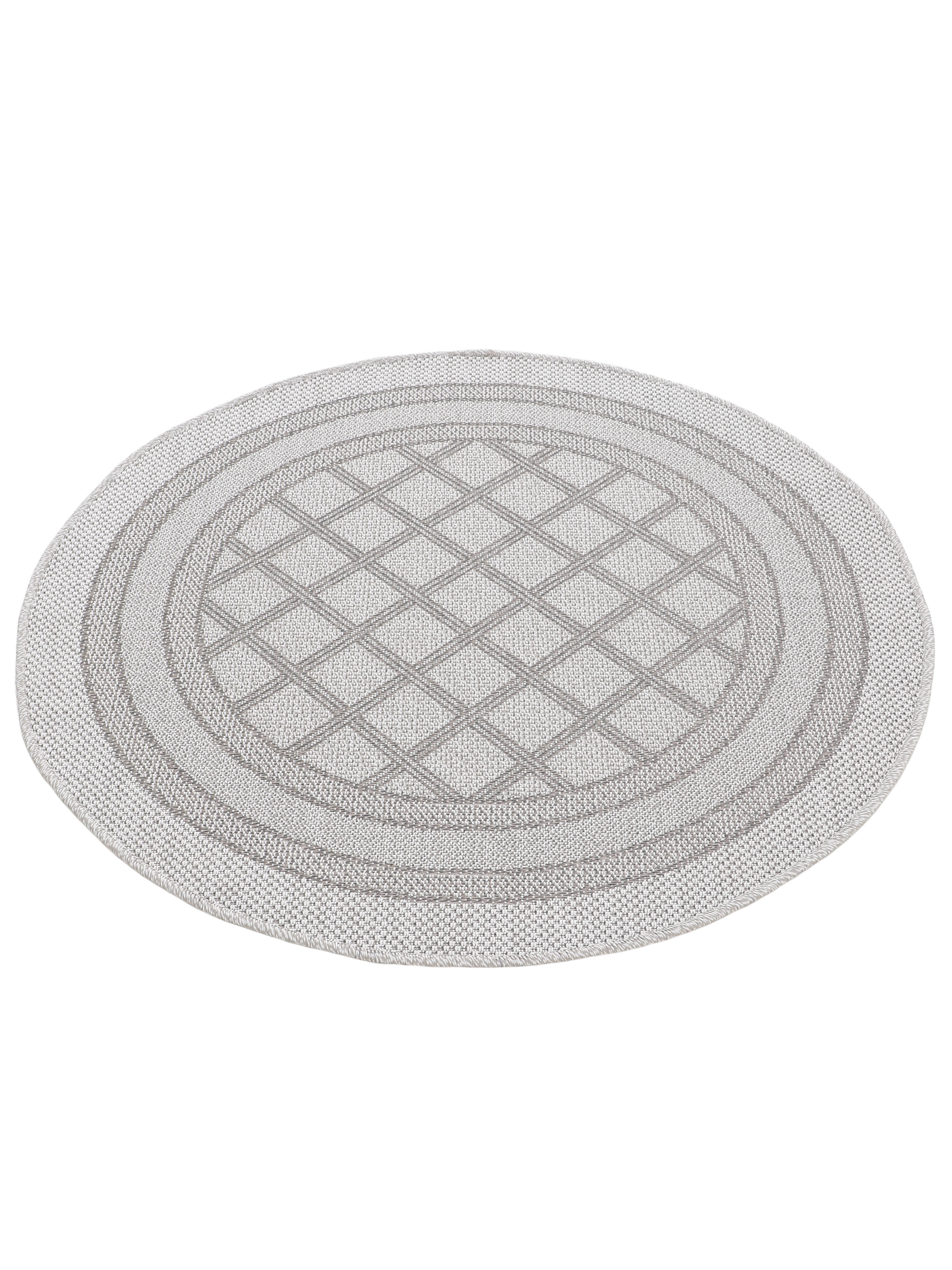 In- & Outdoor Teppich Boho Rund Beige