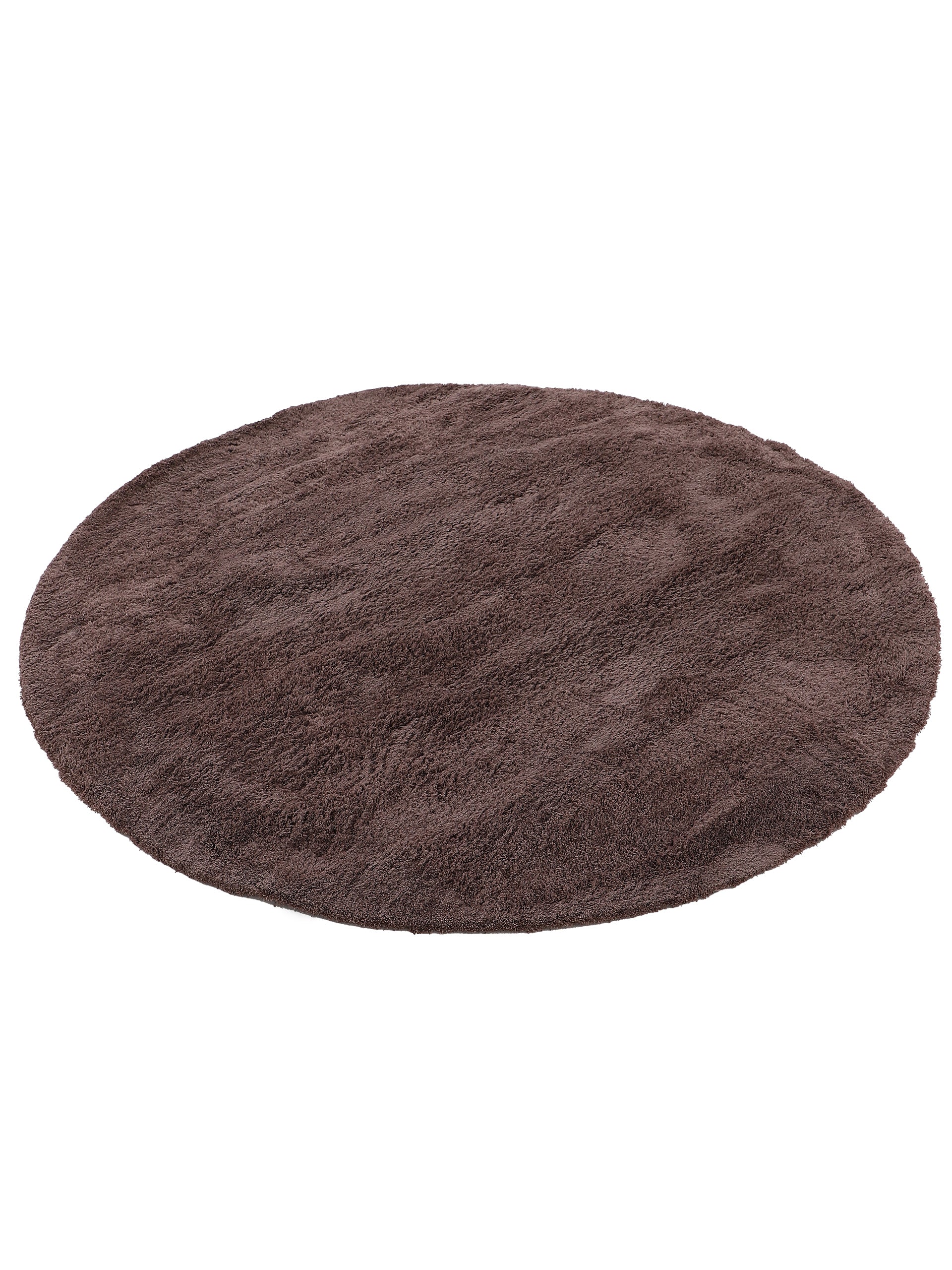 Hochflorteppich Silky Rund Braun