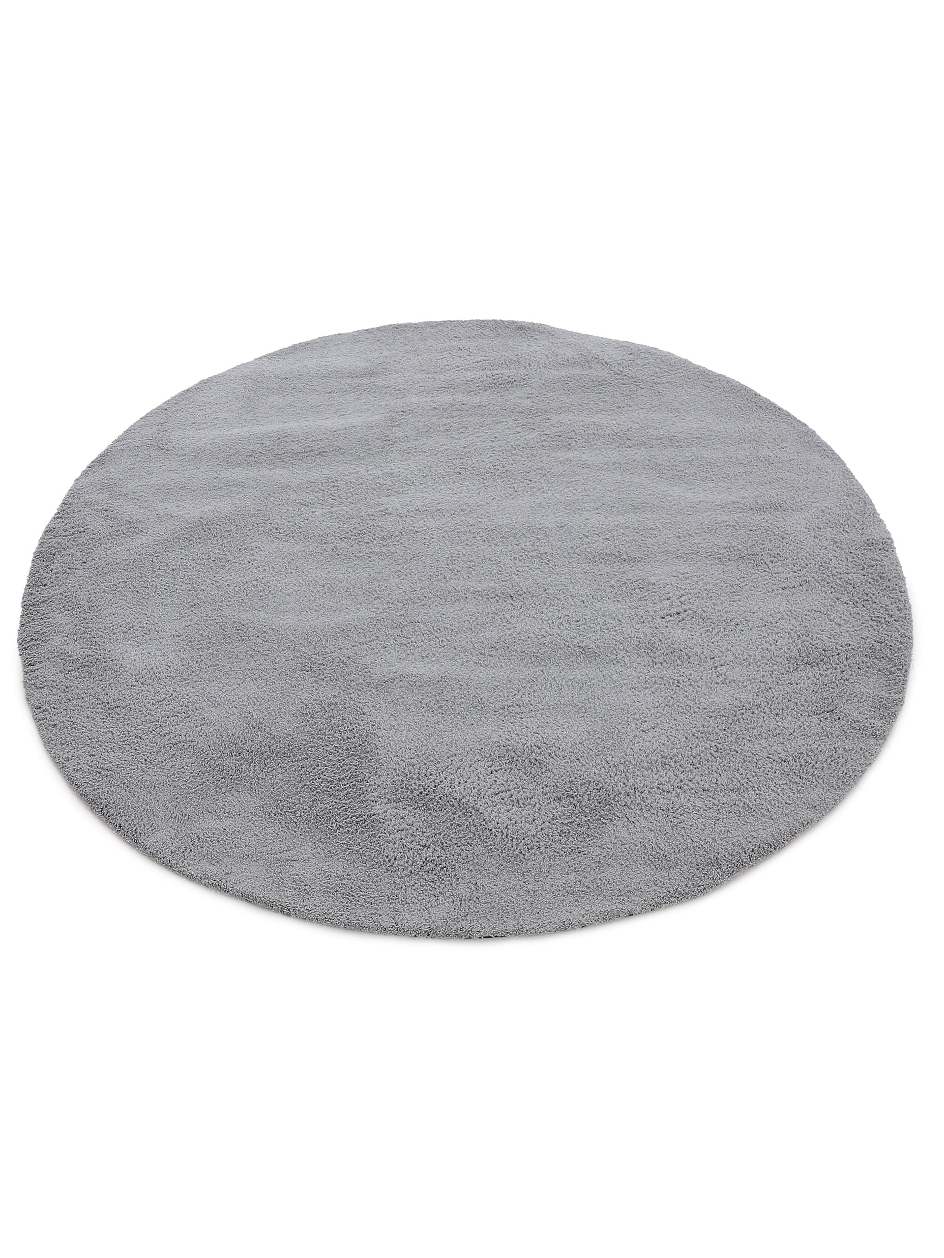 Hochflorteppich Silky Rund Hellgrau