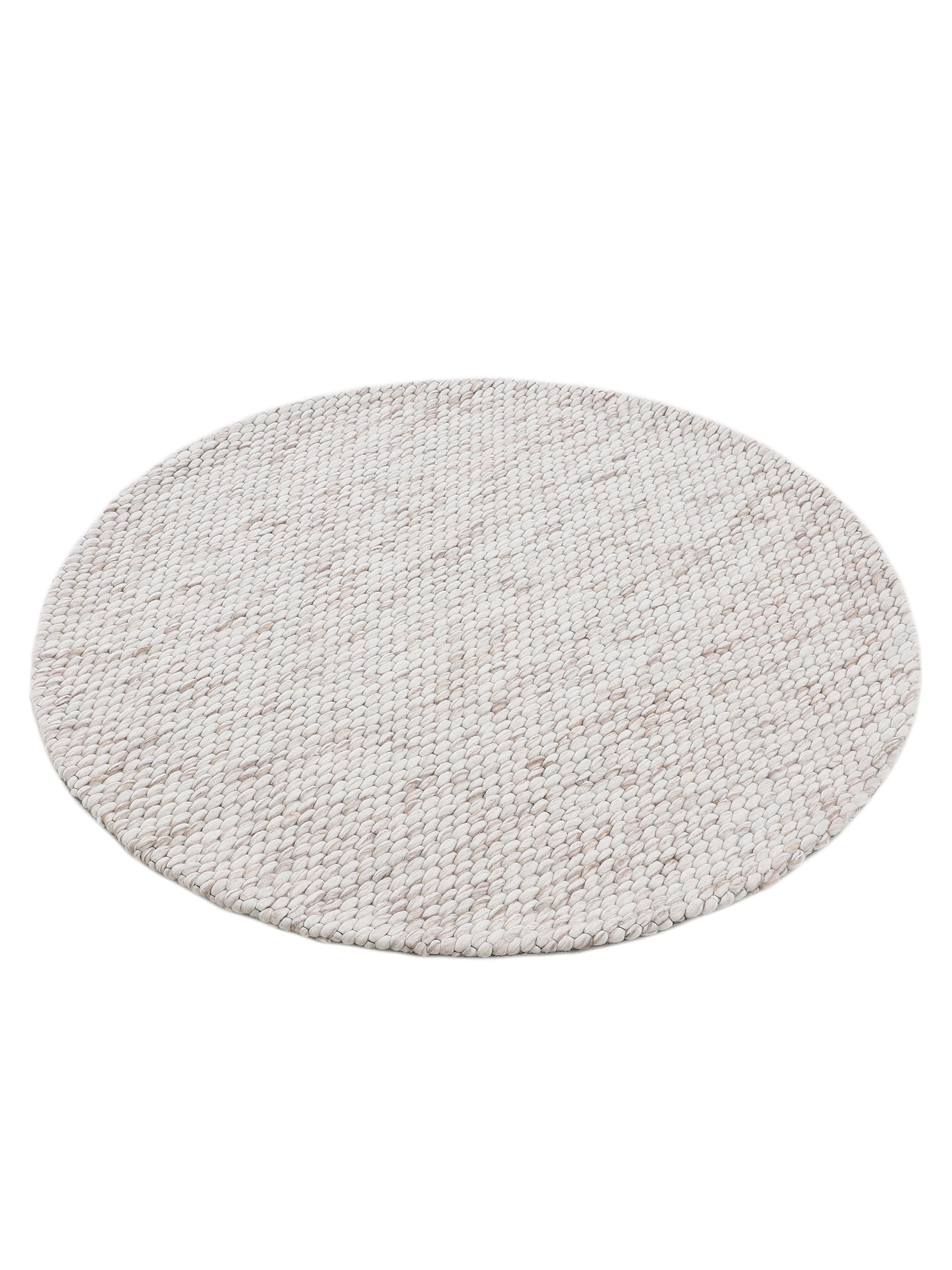 Wollteppich Sina Rund Beige meliert in beige-meliert aus wolle