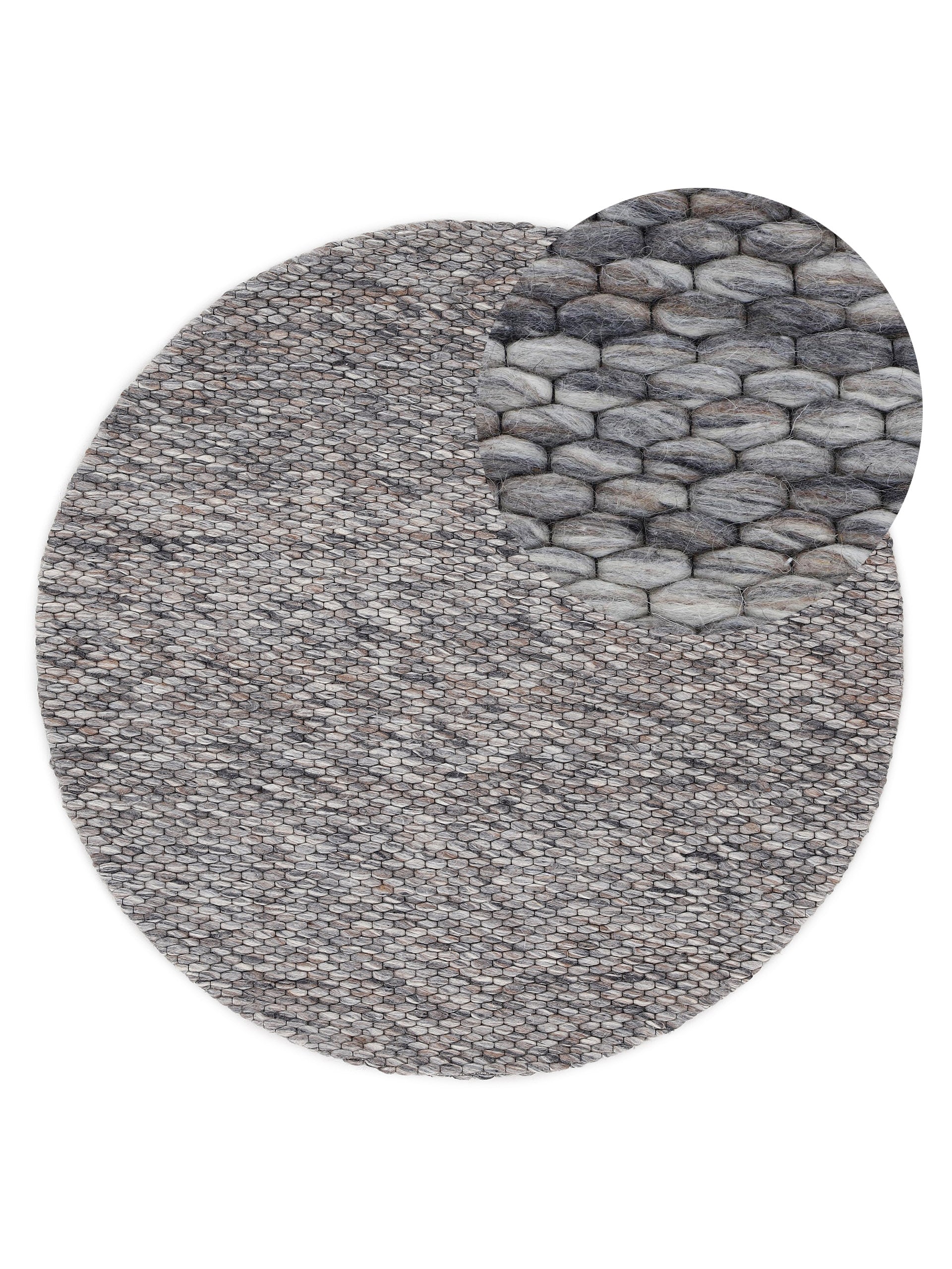 Wollteppich Sina Rund Grau meliert in grau-meliert aus wolle