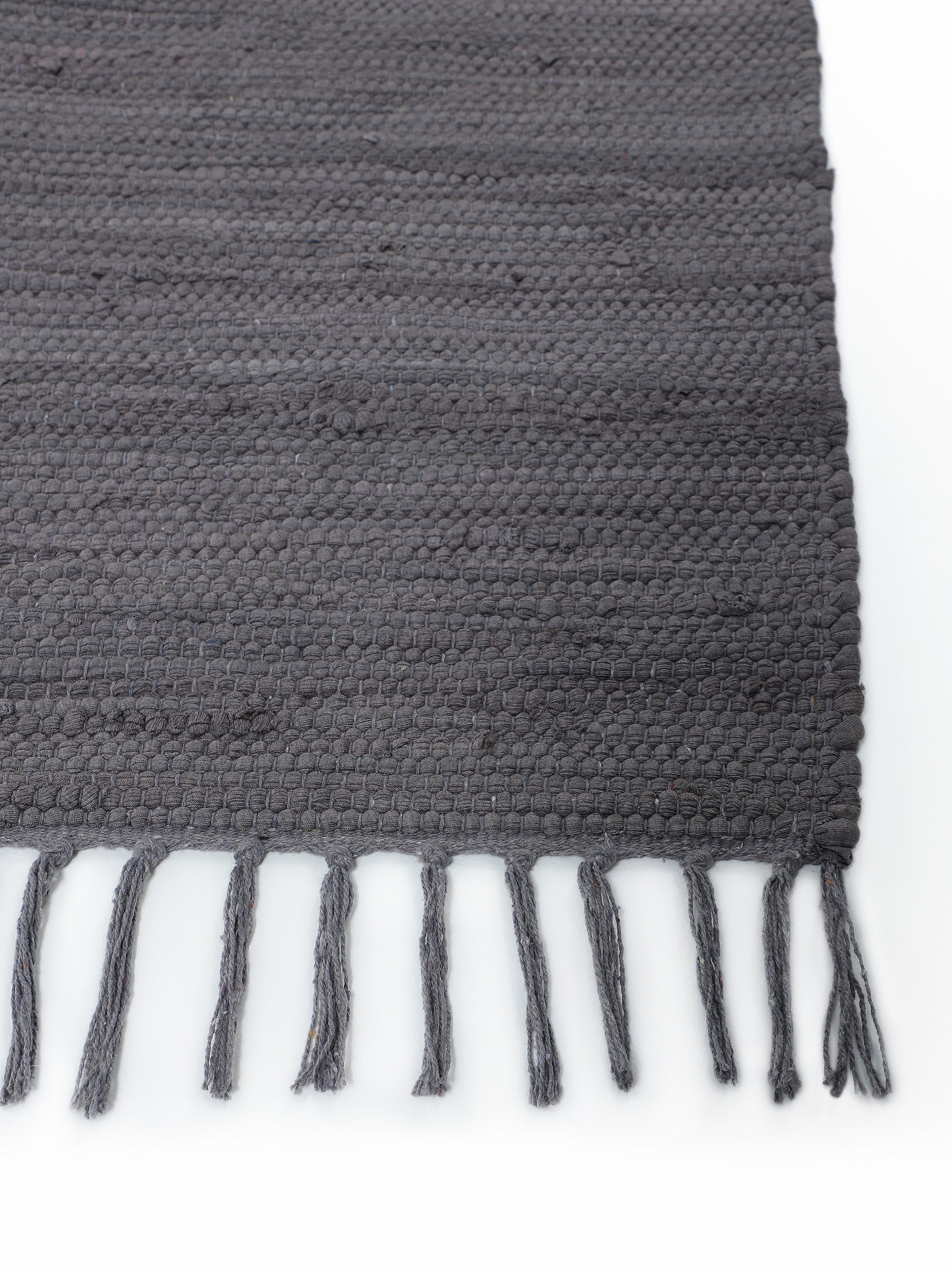 Kelim Chindi Uni Grau in grau aus baumwolle