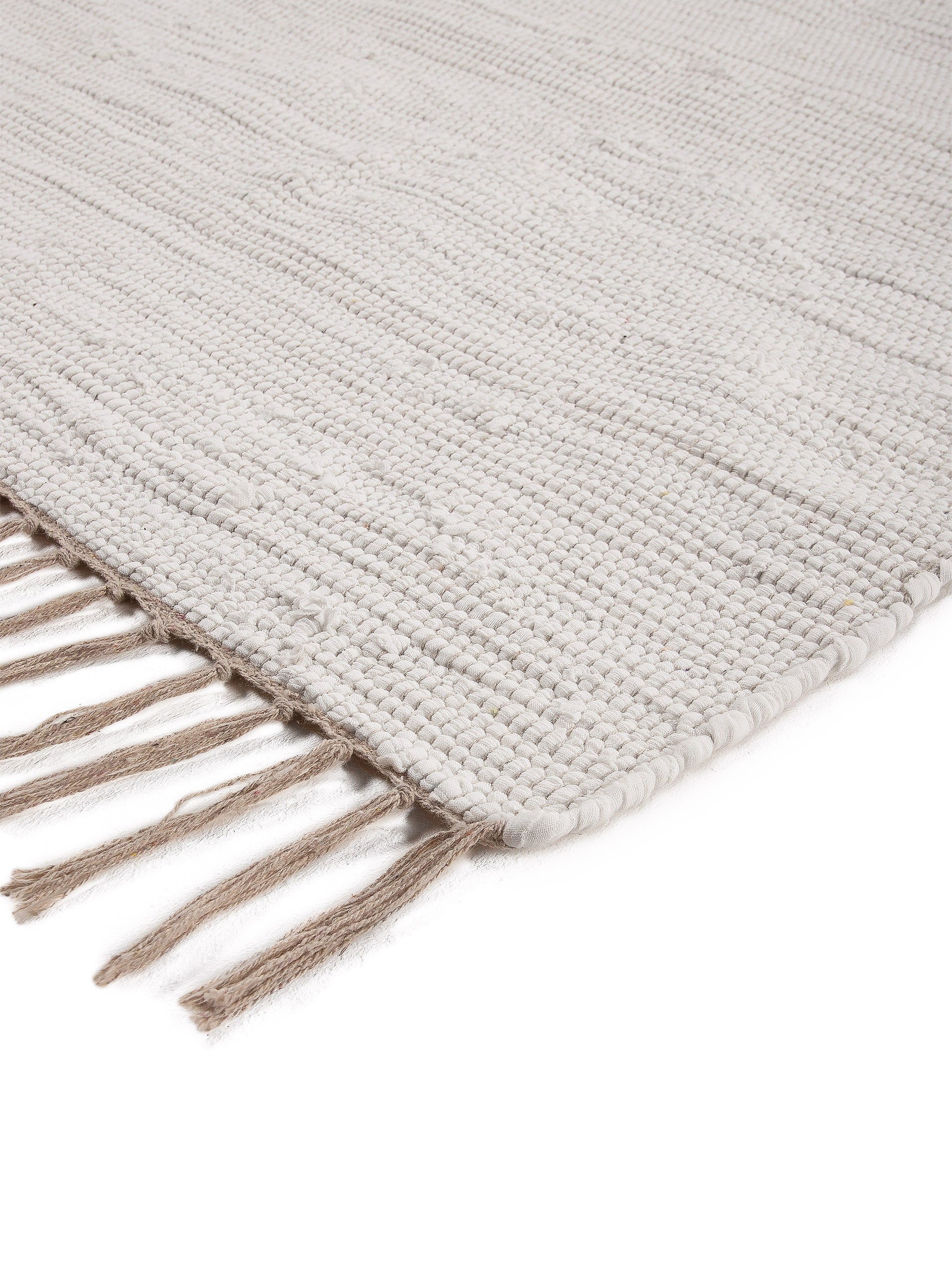 Kelim Chindi Uni Weiß in weiß aus baumwolle