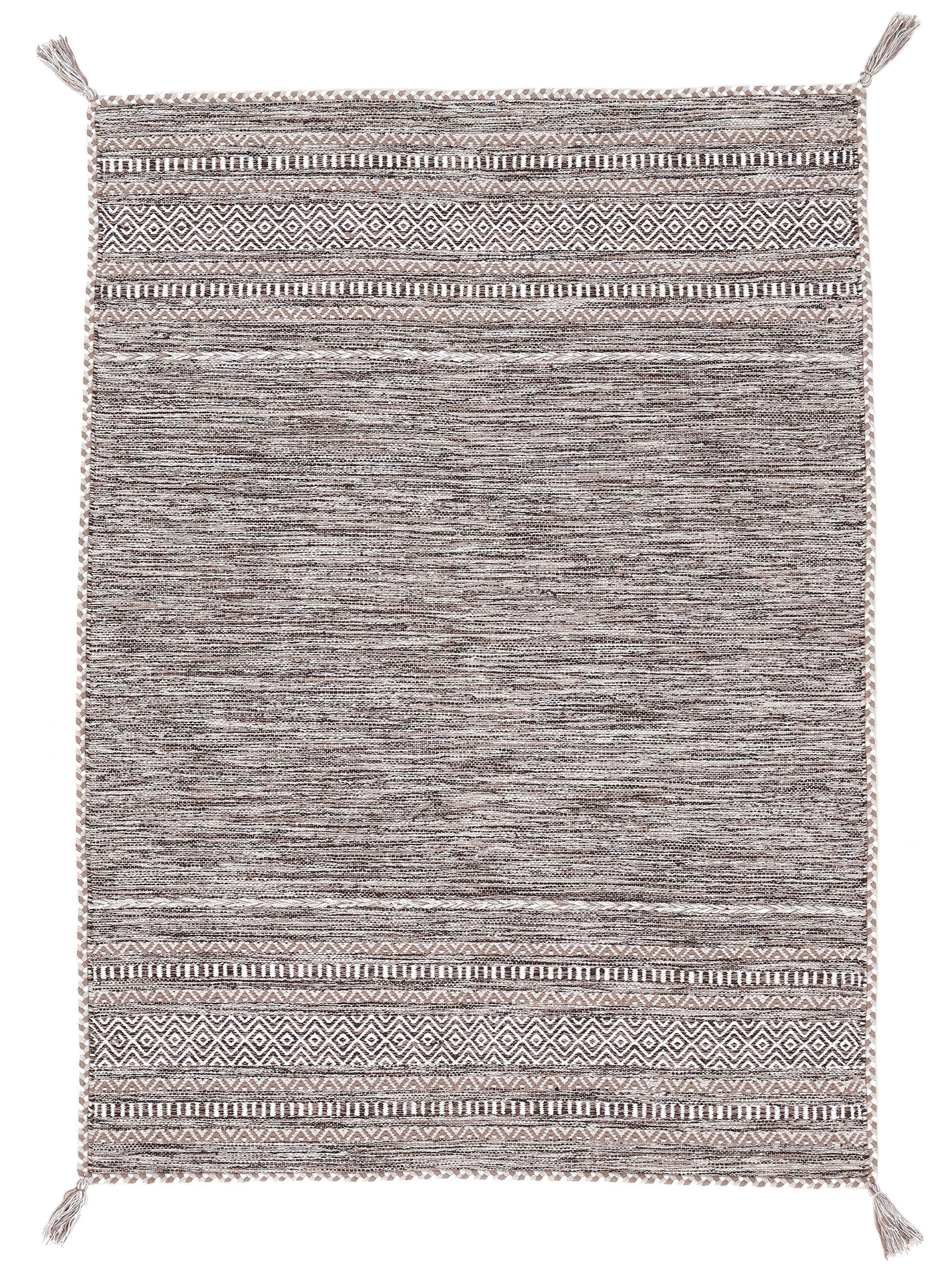 Flachgewebeteppich Kelim Azizi Beige aus Baumwolle