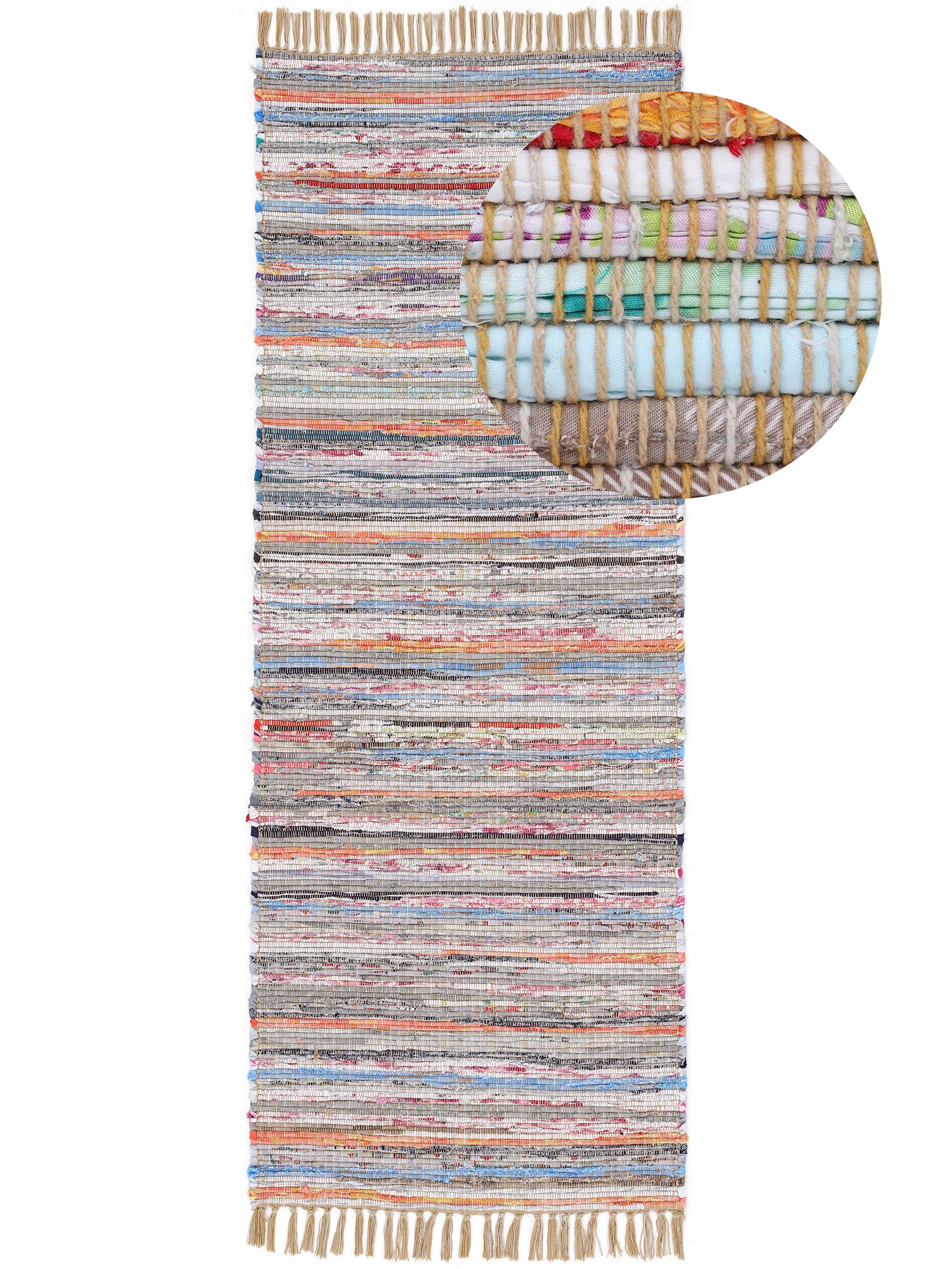 Kelim Chindi Läufer Taupe in taupe