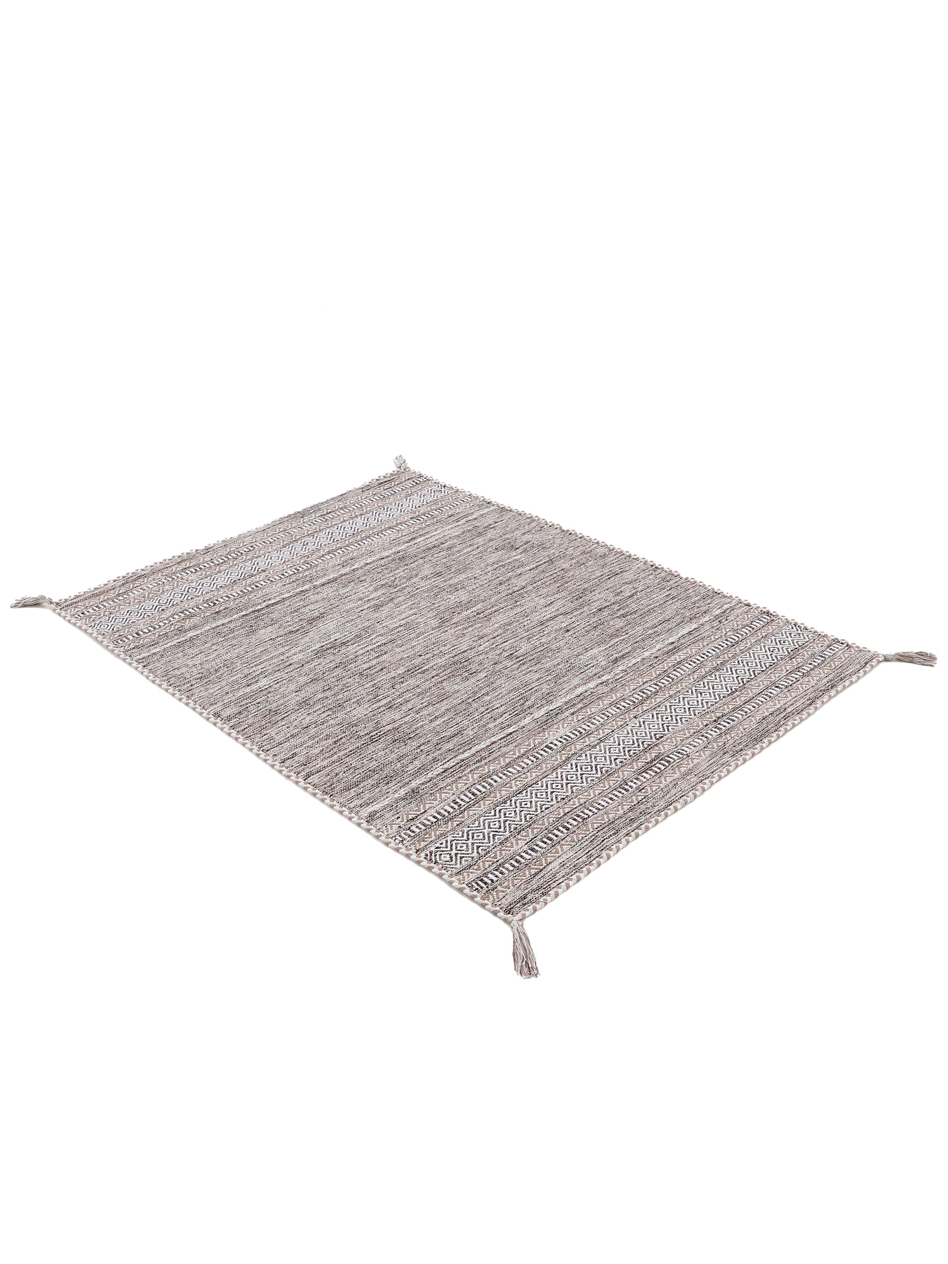 Flachgewebeteppich Kelim Azizi Beige aus Baumwolle