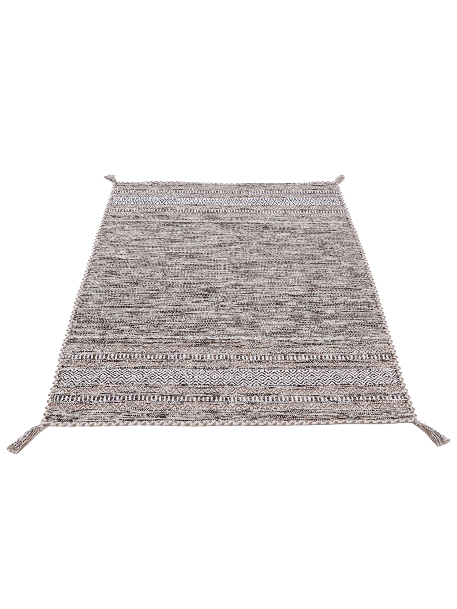 Flachgewebeteppich Kelim Azizi Beige aus Baumwolle