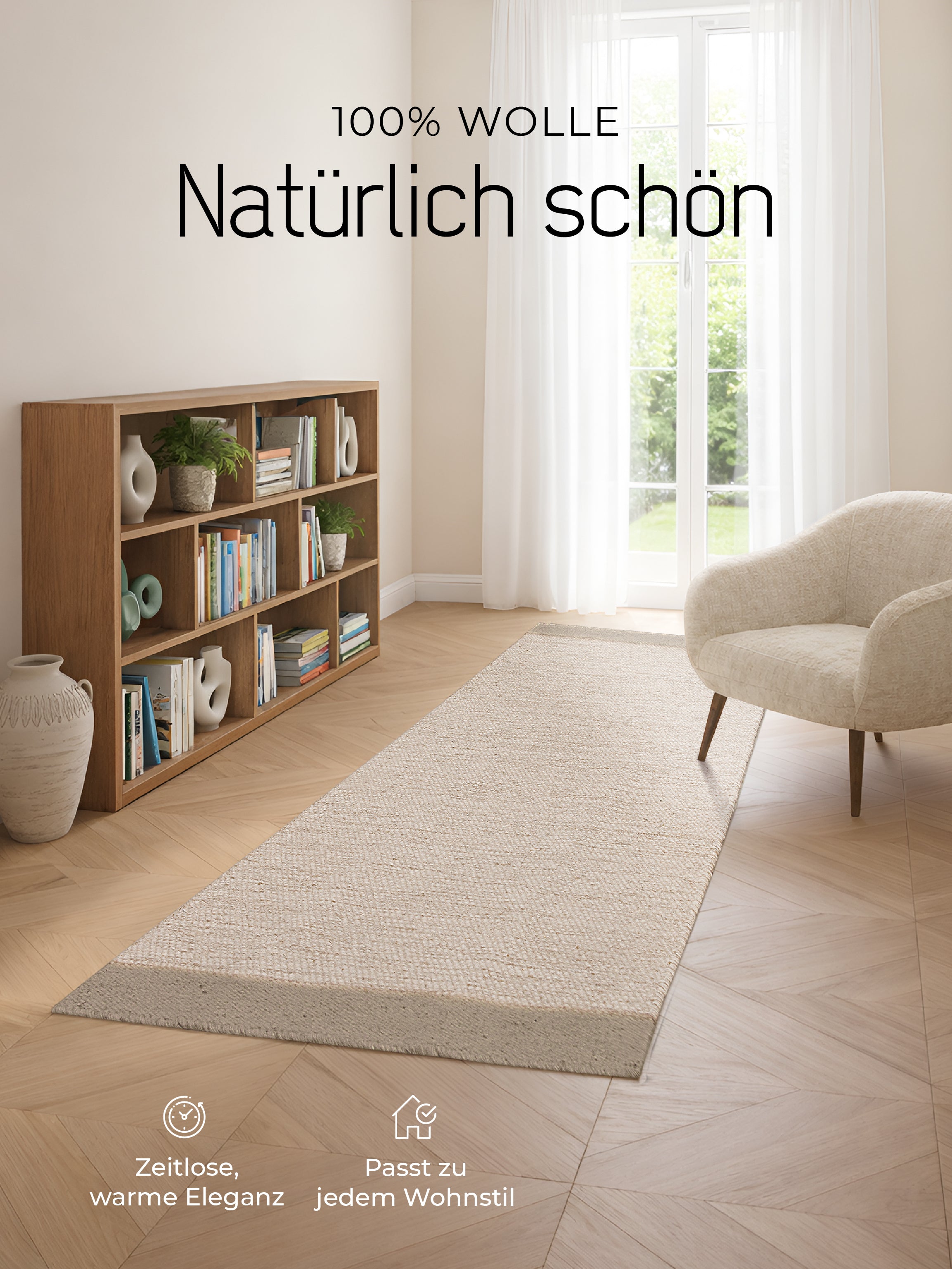 Wollteppich Lui Läufer Grau