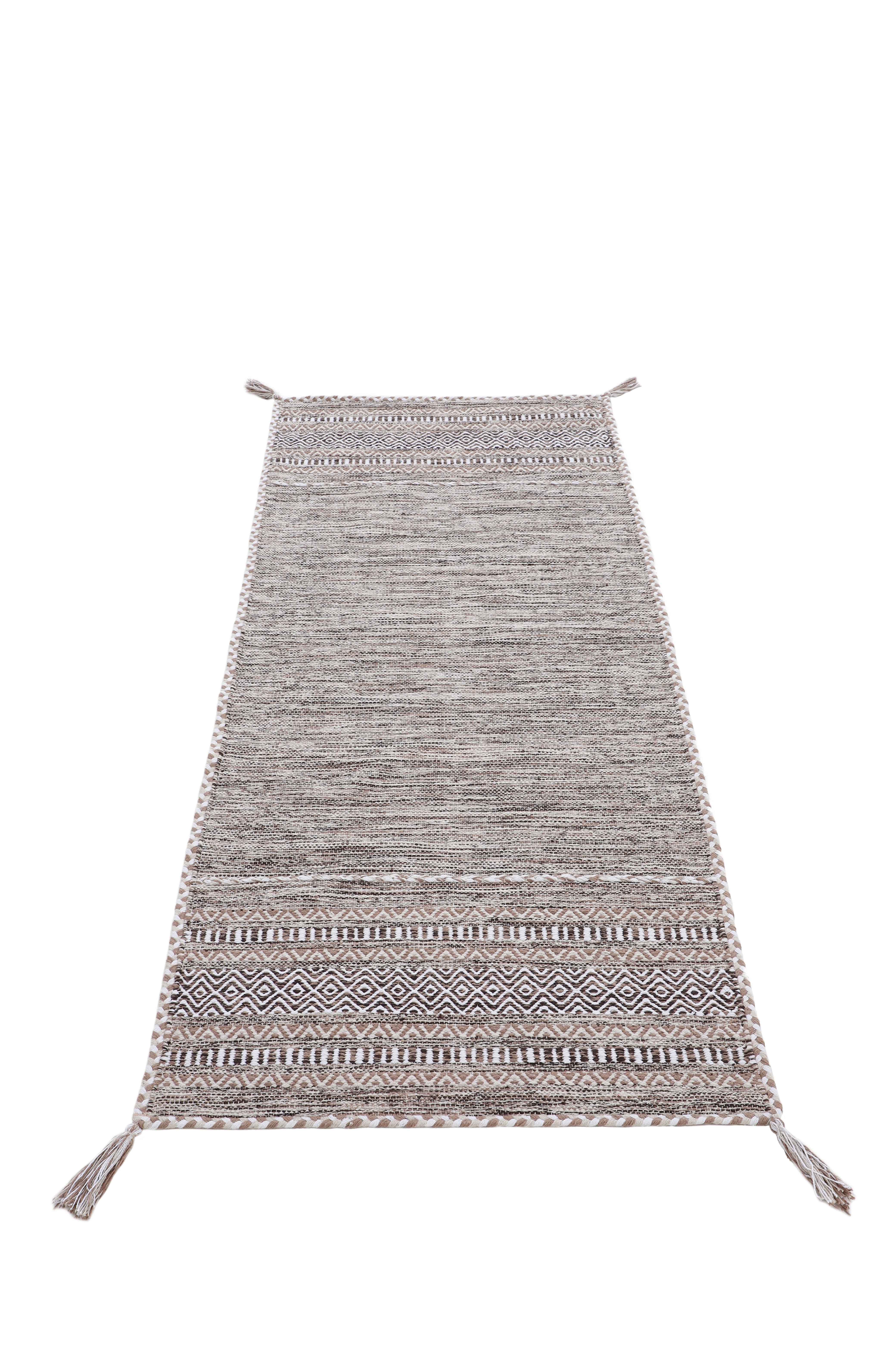 Flachgewebeteppich Kelim Azizi Läufer Beige in beige aus baumwolle