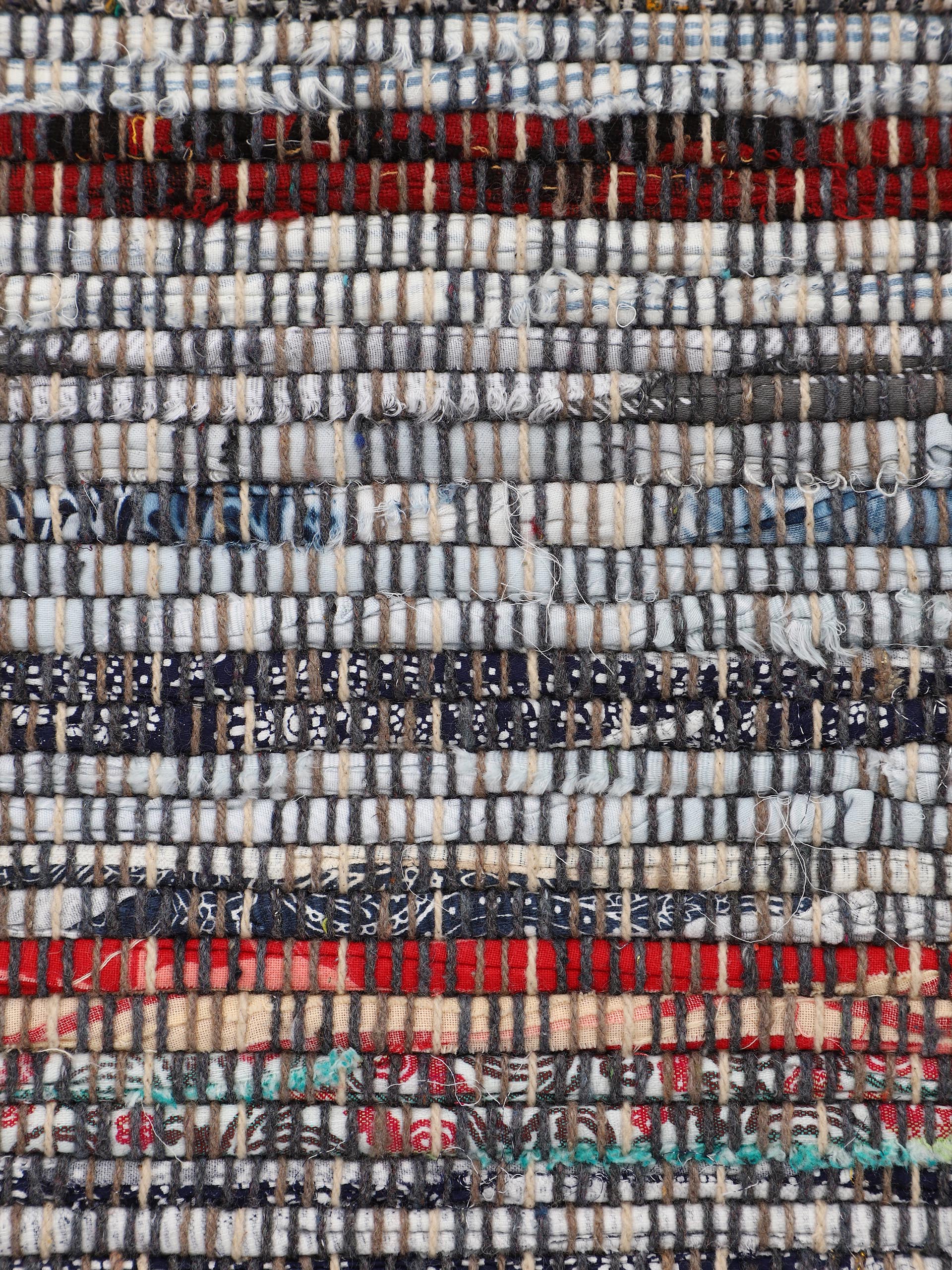 Kelim Chindi Läufer Grau in grau