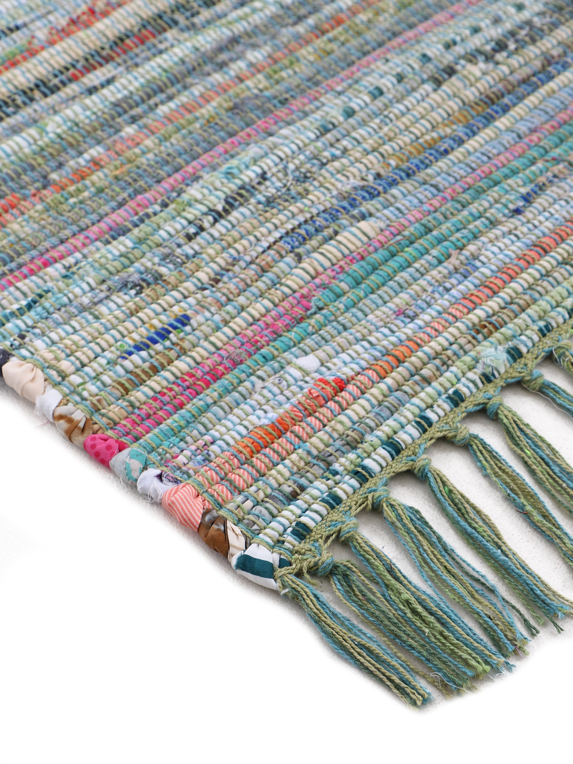 Kelim Chindi Läufer Grün in grün