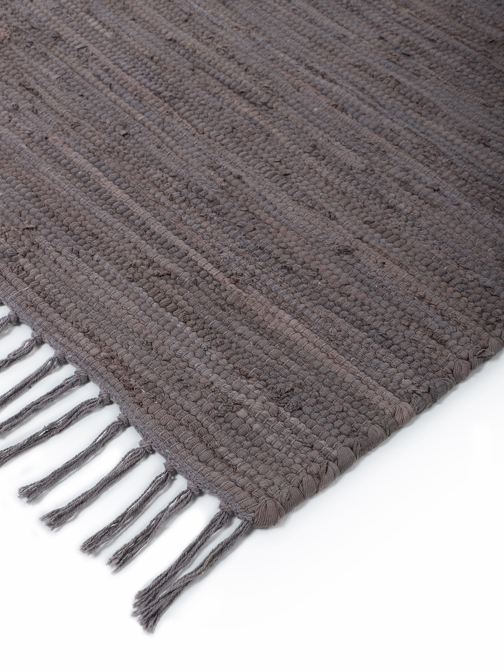 Kelim Chindi Uni Läufer Grau in grau aus baumwolle