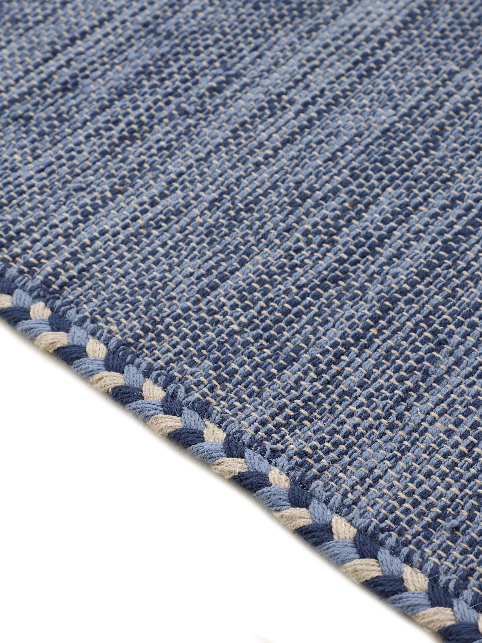 Flachgewebeteppich Kelim Azizi Blau aus Baumwolle