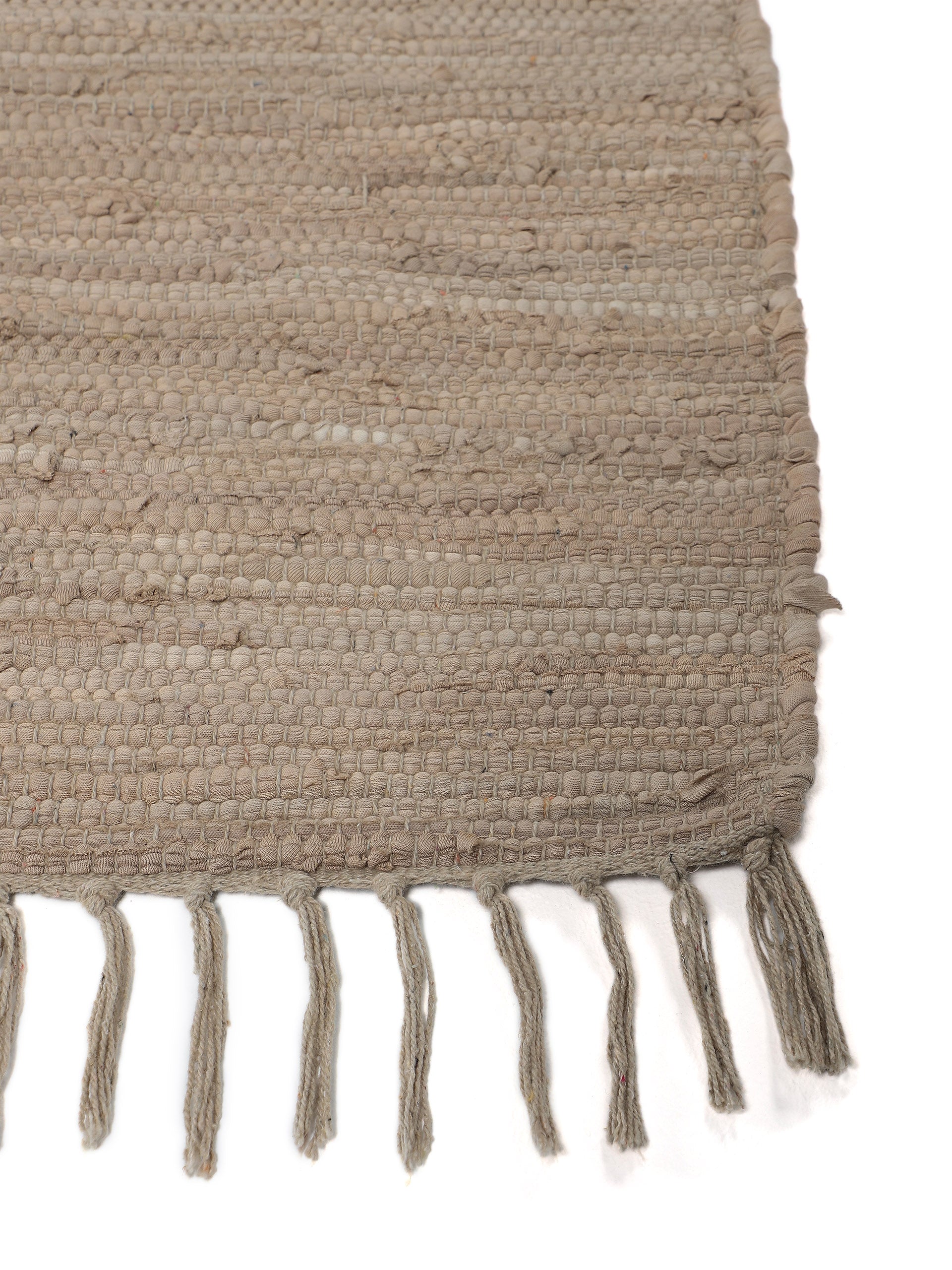 Kelim Chindi Uni Taupe in taupe aus baumwolle