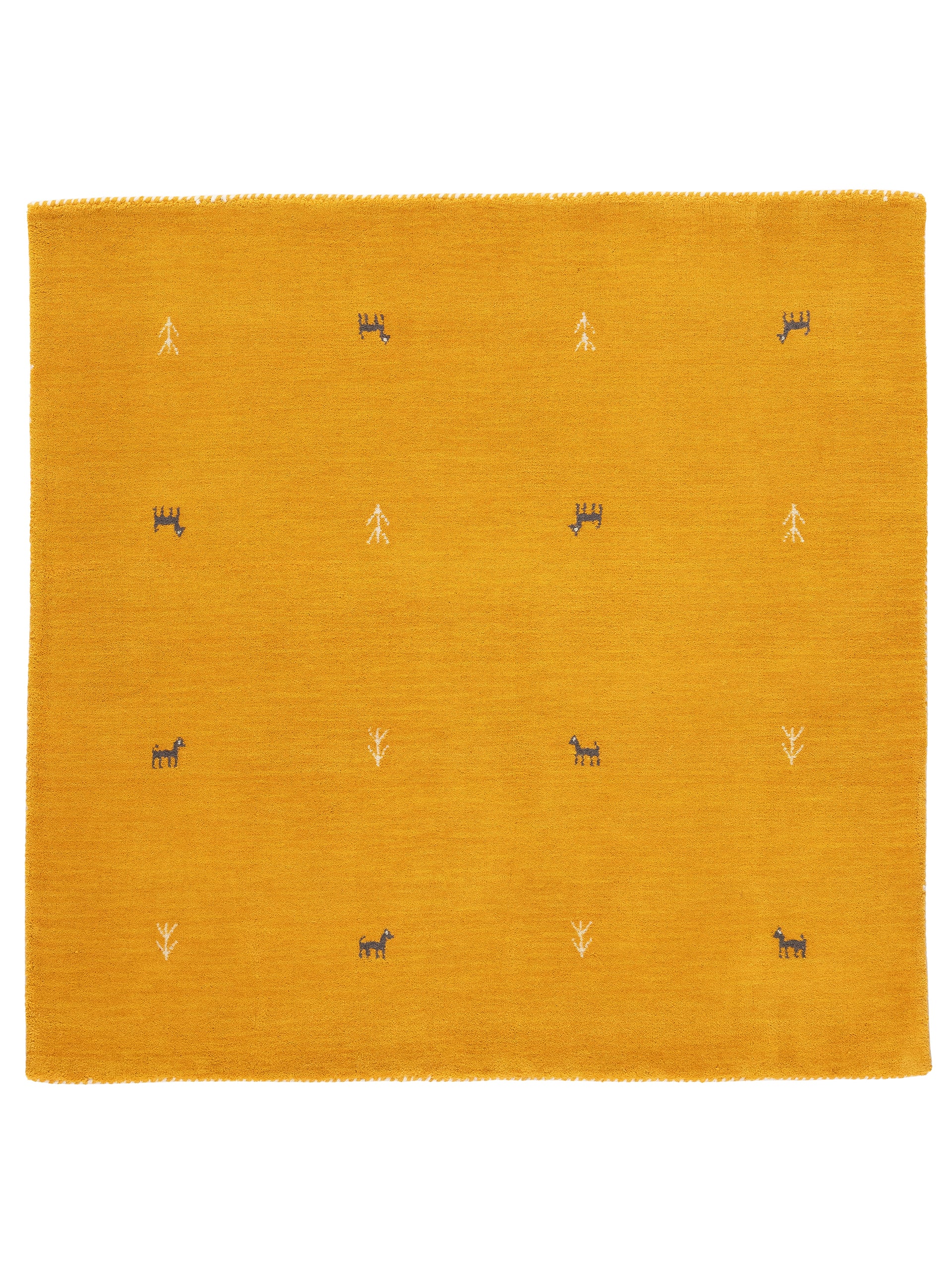 Wollteppich Gabbeh Uni Quadratisch Gelb in gelb aus wolle