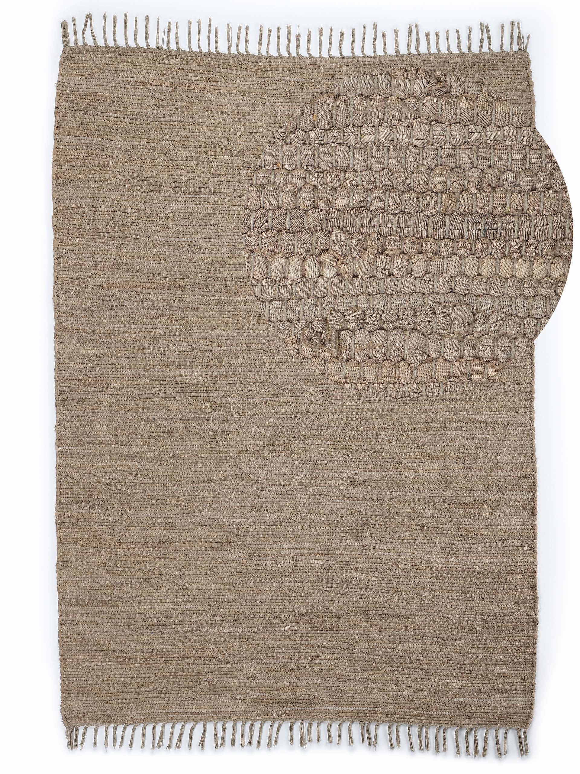 Kelim Chindi Uni Taupe in taupe aus baumwolle