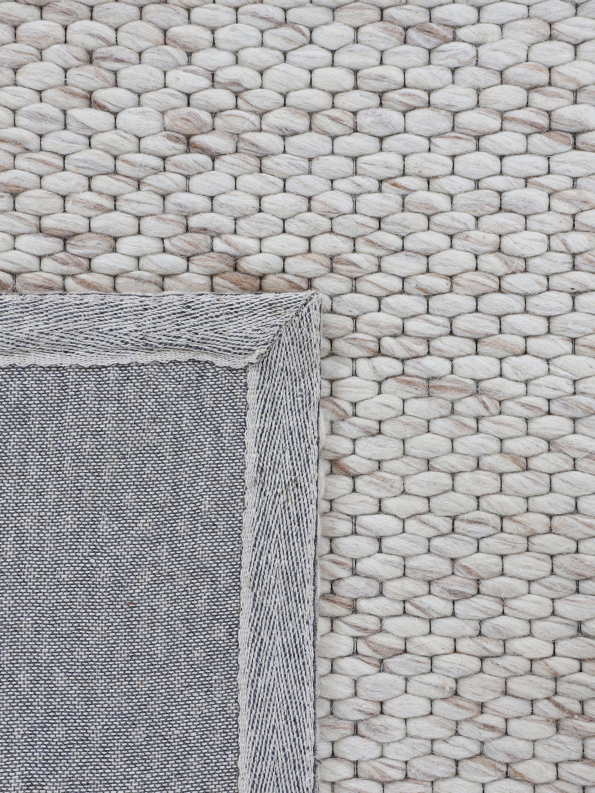 Wollteppich Sina Rund Beige meliert in beige-meliert aus wolle