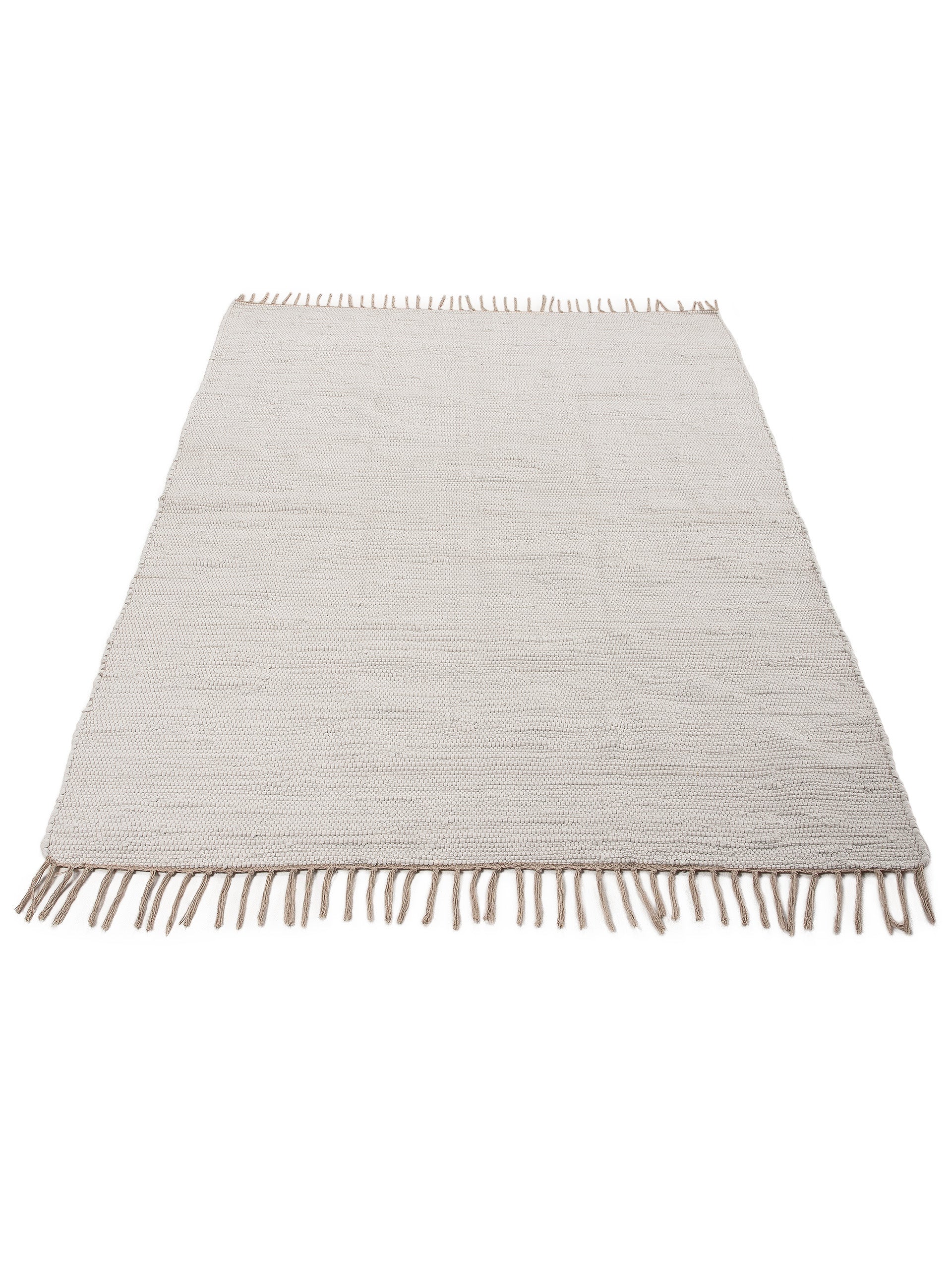 Kelim Chindi Uni Weiß in weiß aus baumwolle