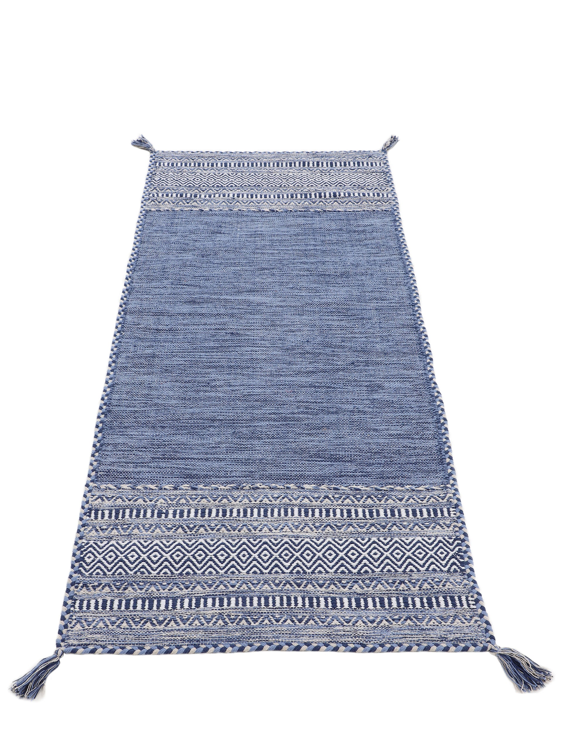 Flachgewebeteppich Kelim Azizi Läufer Blau in blau aus baumwolle