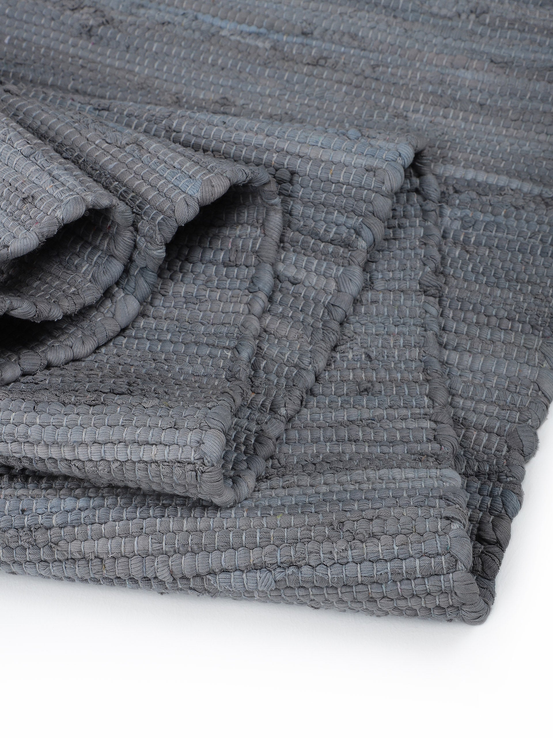 Kelim Chindi Uni Läufer Hellgrau in hellgrau aus baumwolle