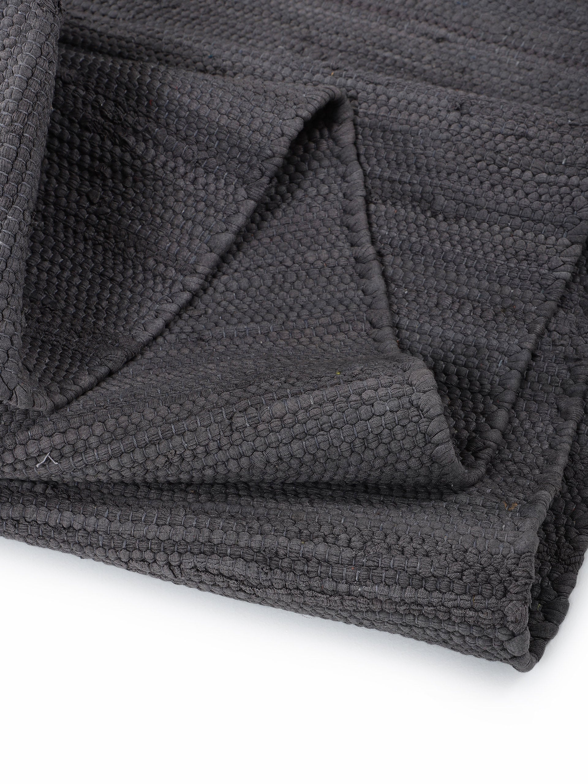 Kelim Chindi Uni Grau in grau aus baumwolle