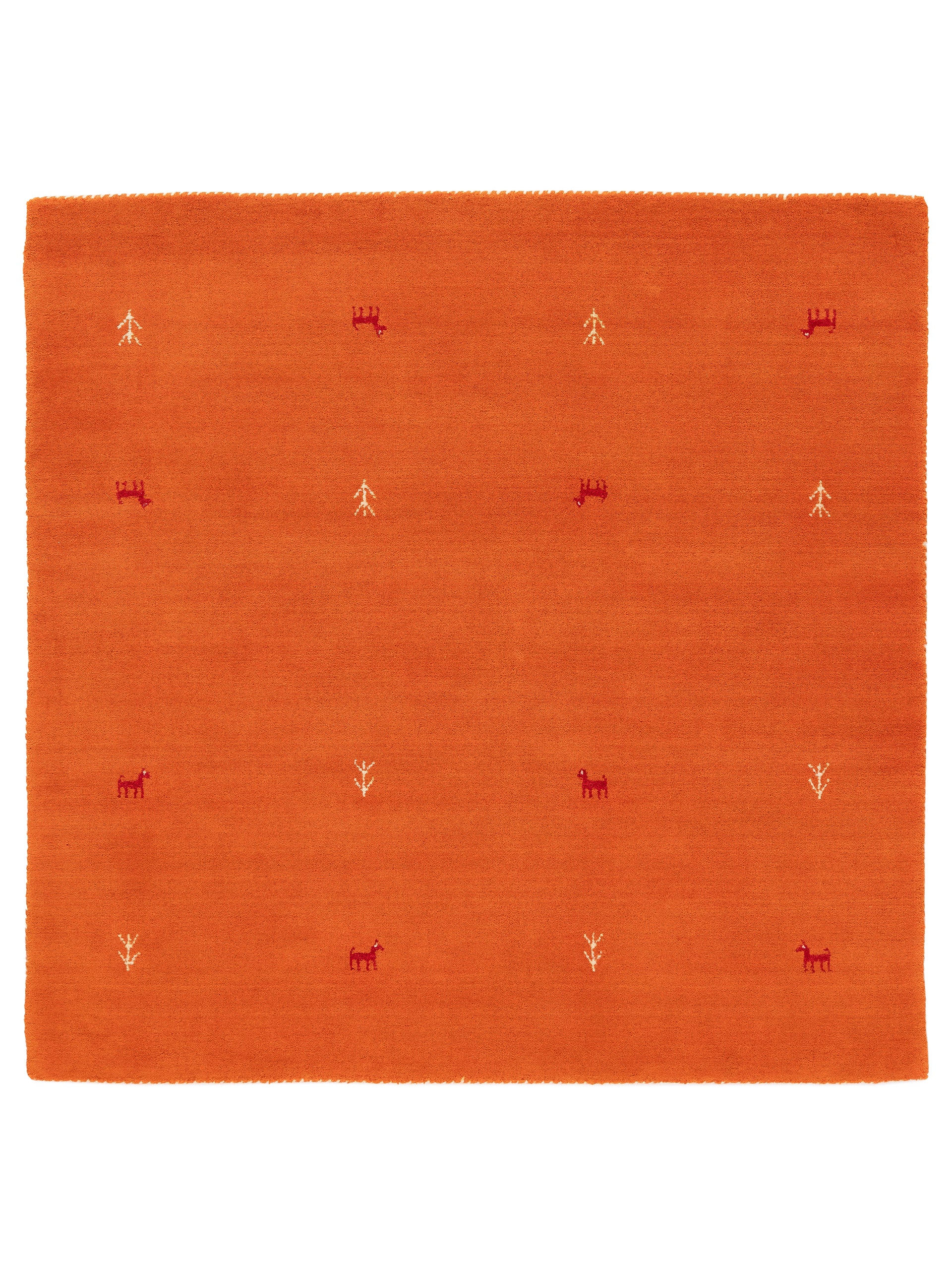Wollteppich Gabbeh Uni Quadratisch Orange in orange aus wolle