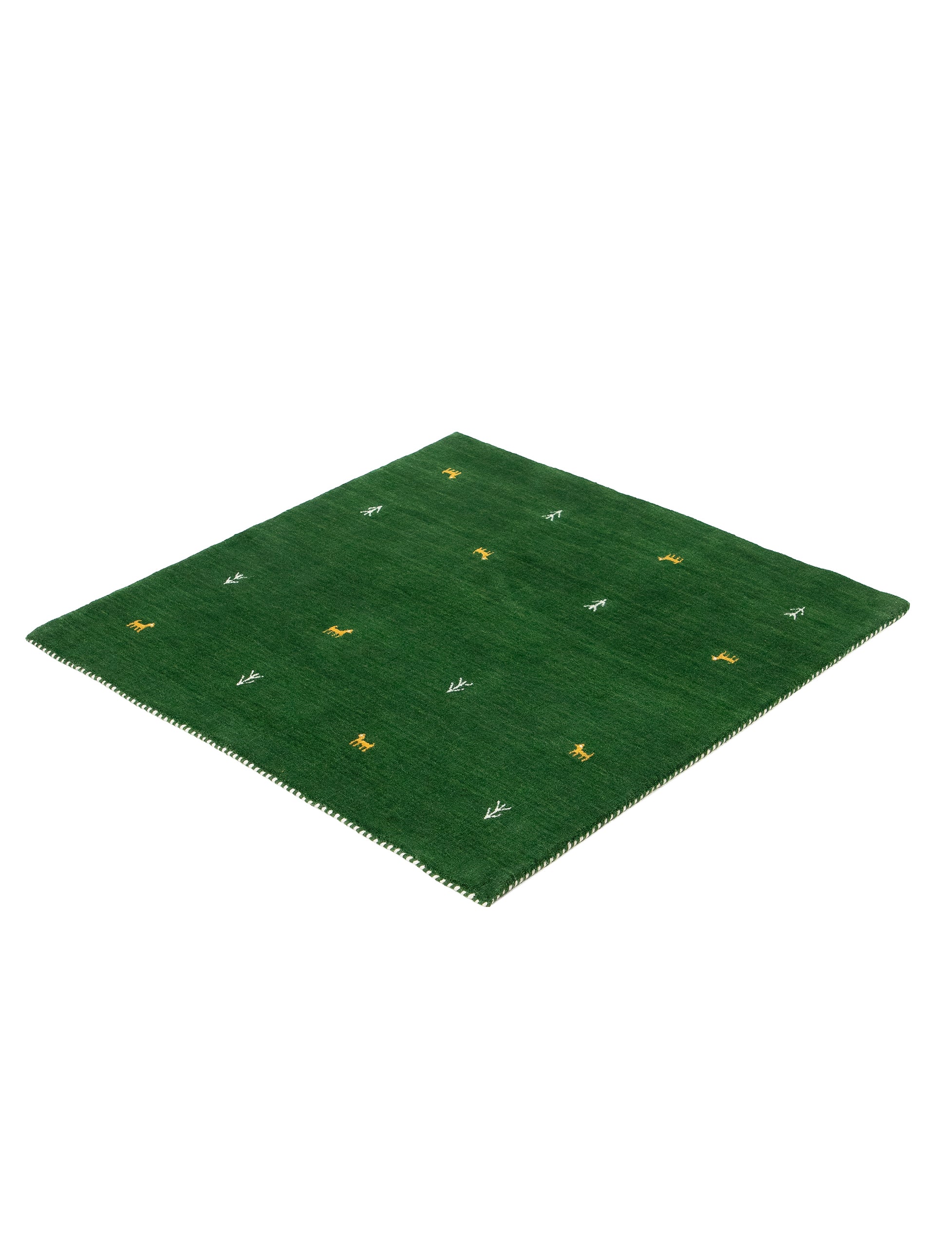 Wollteppich Gabbeh Uni Quadratisch Grün in grün aus wolle