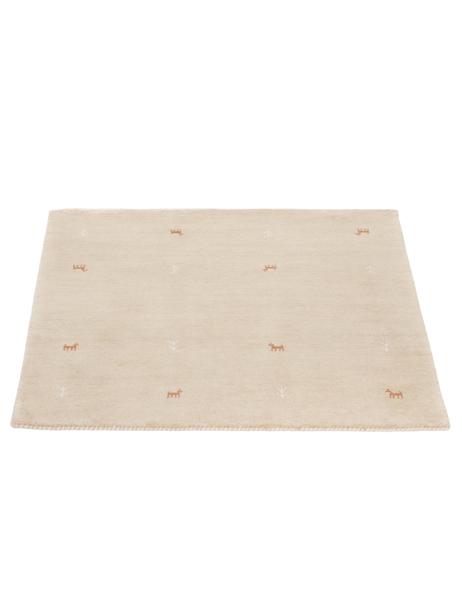 Wollteppich Gabbeh Uni Quadratisch Beige in beige aus wolle