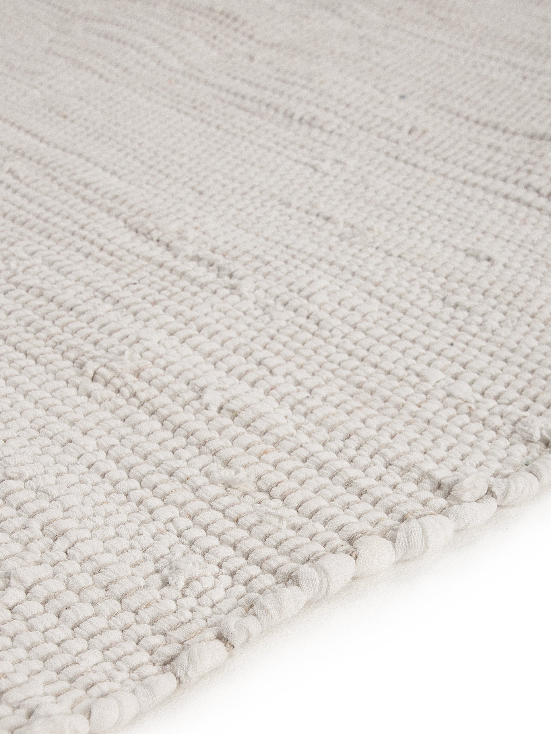 Kelim Chindi Uni Läufer Weiß in weiß aus baumwolle