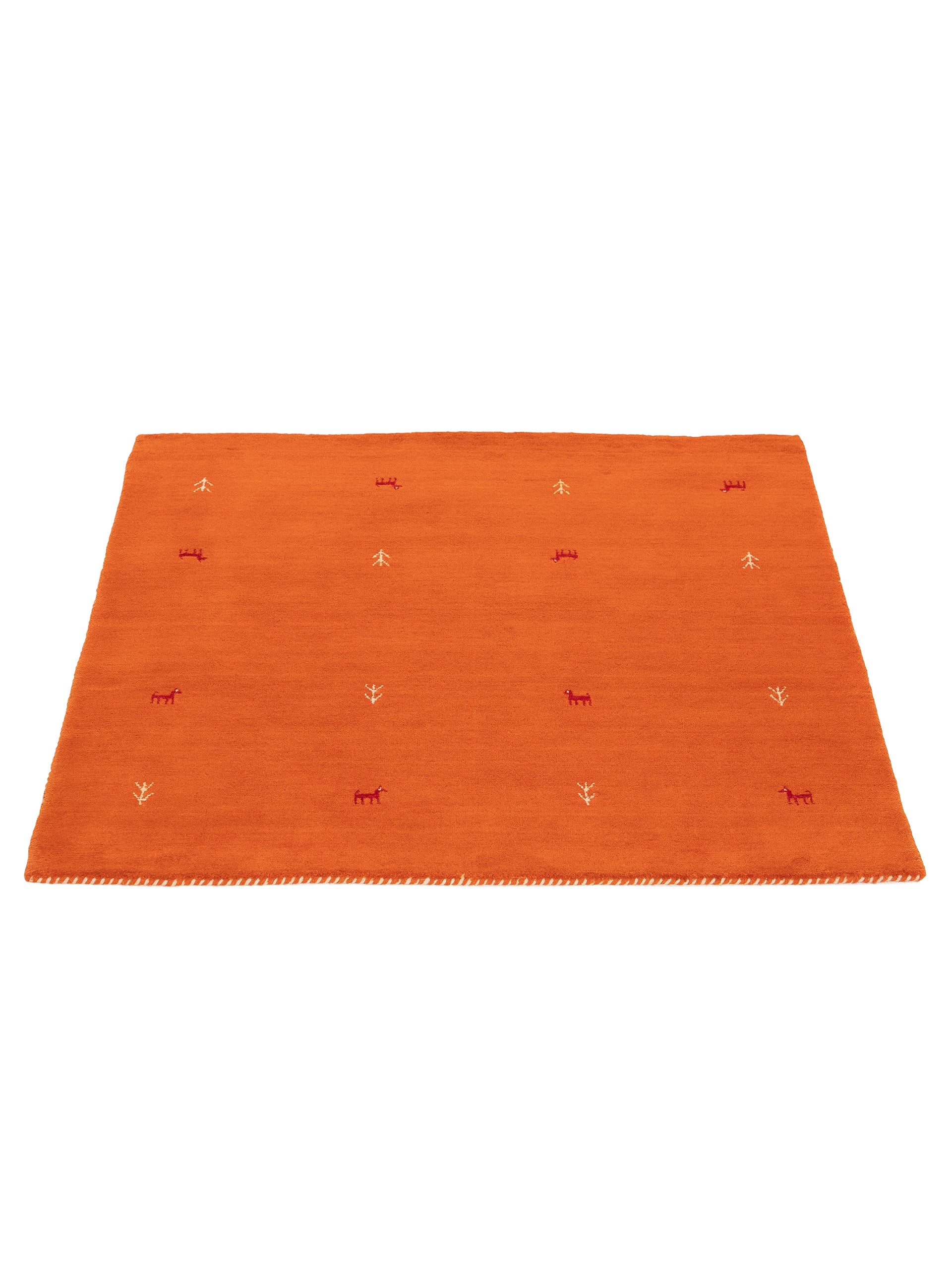 Wollteppich Gabbeh Uni Quadratisch Orange in orange aus wolle