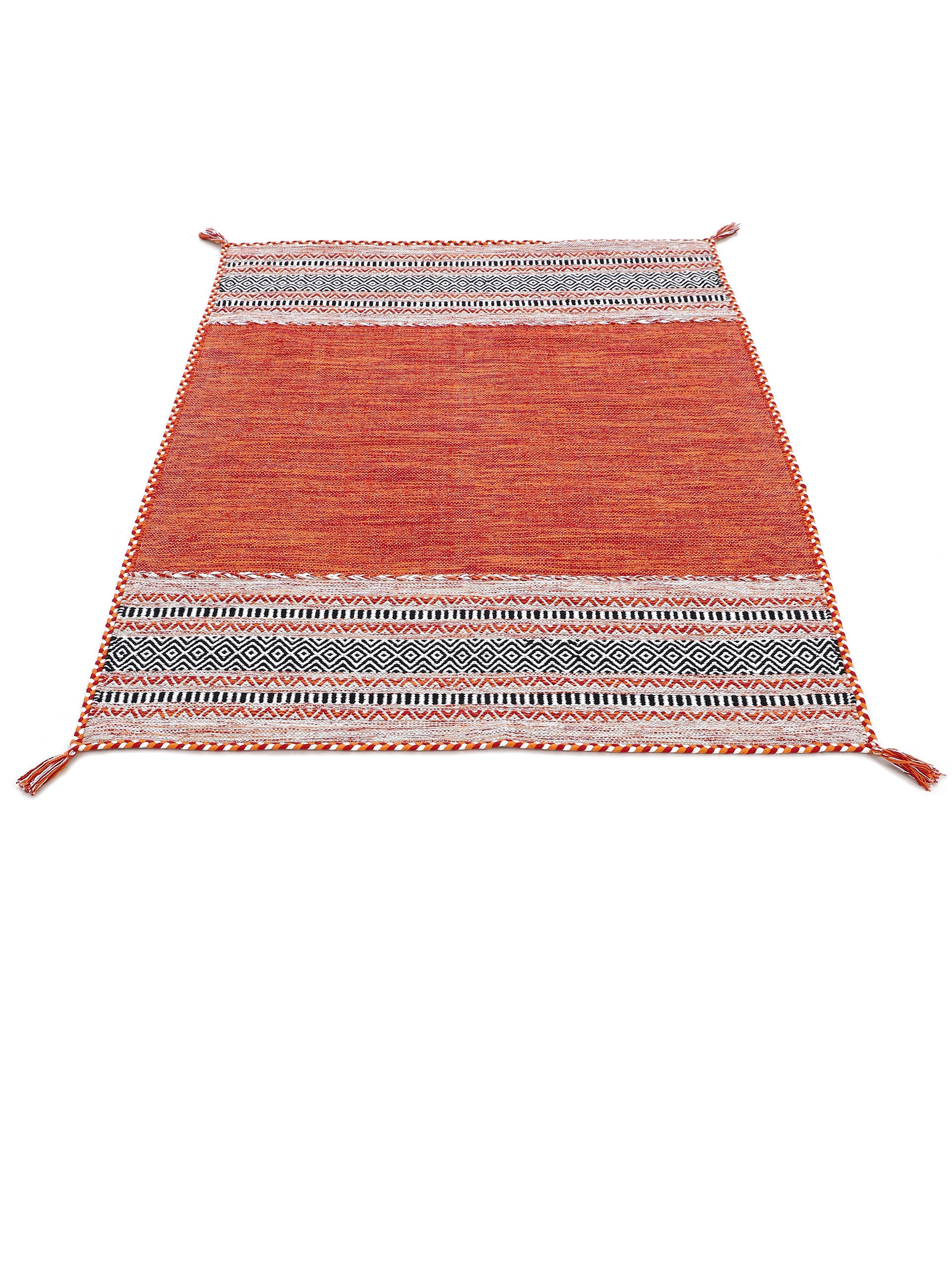 Flachgewebeteppich Kelim Azizi Orange aus Baumwolle