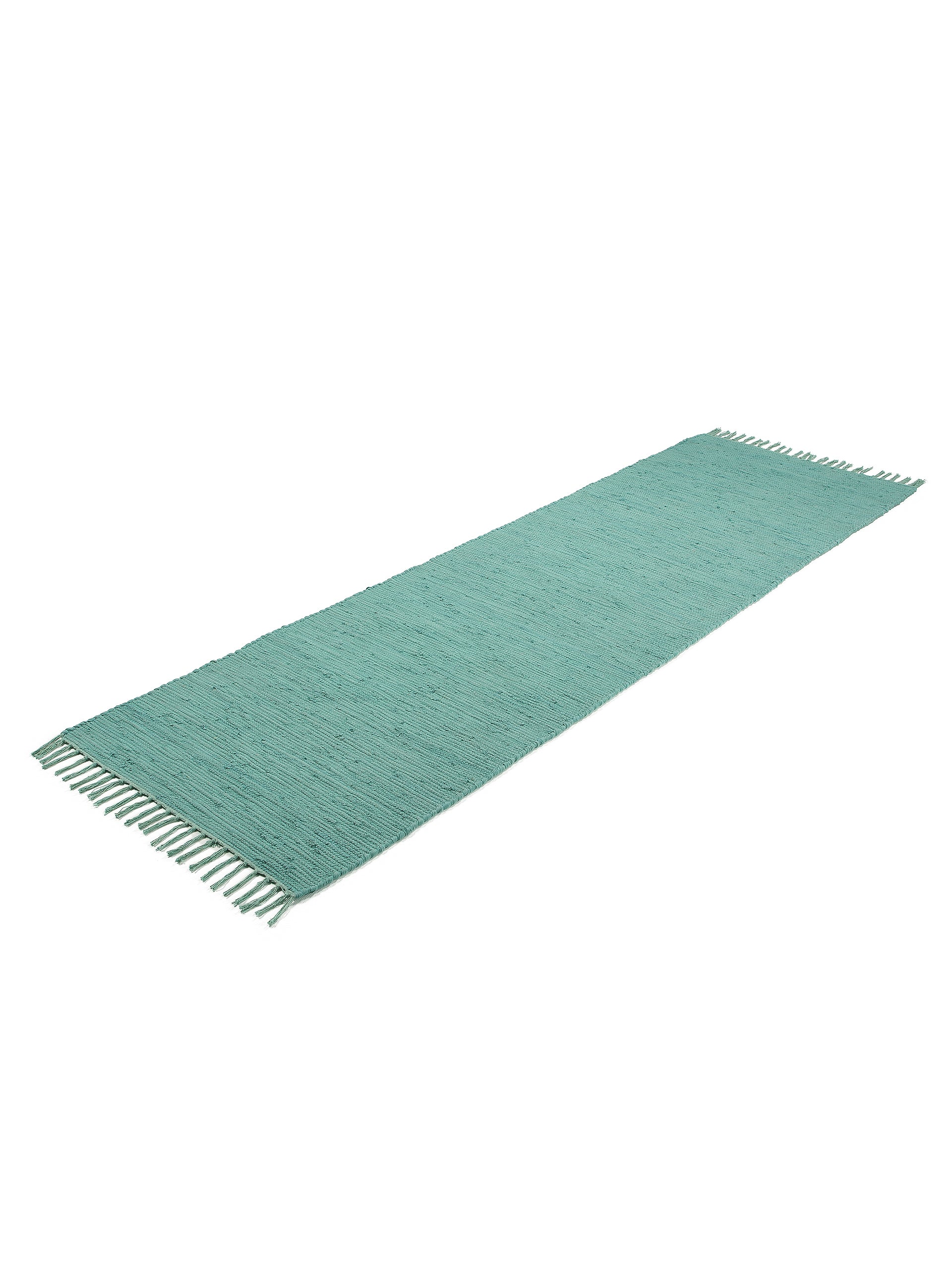 Kelim Chindi Uni Läufer Türkis in türkis aus baumwolle