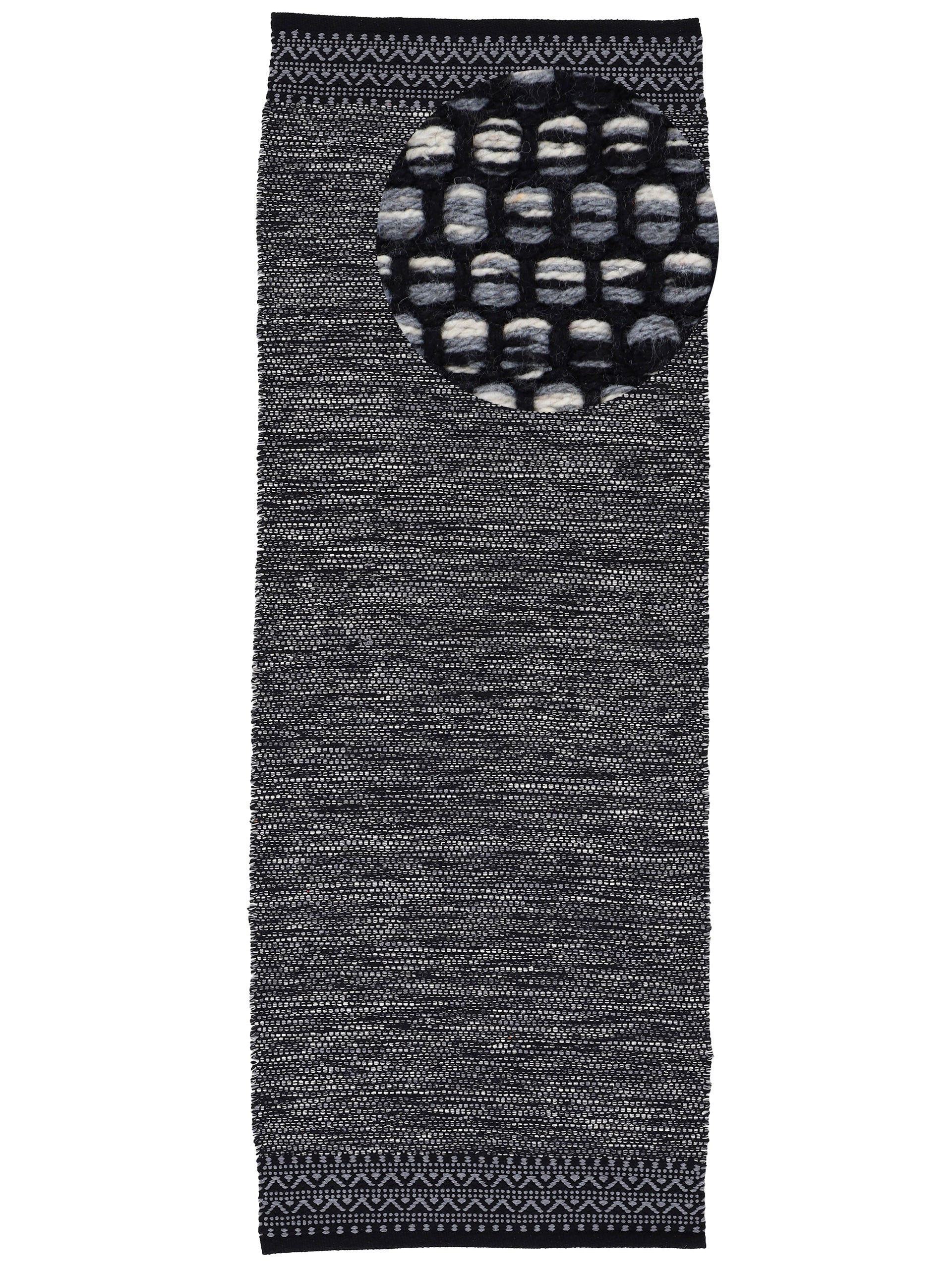 Flachgewebeteppich Kelim Mia Läufer Schwarz in schwarz aus baumwolle