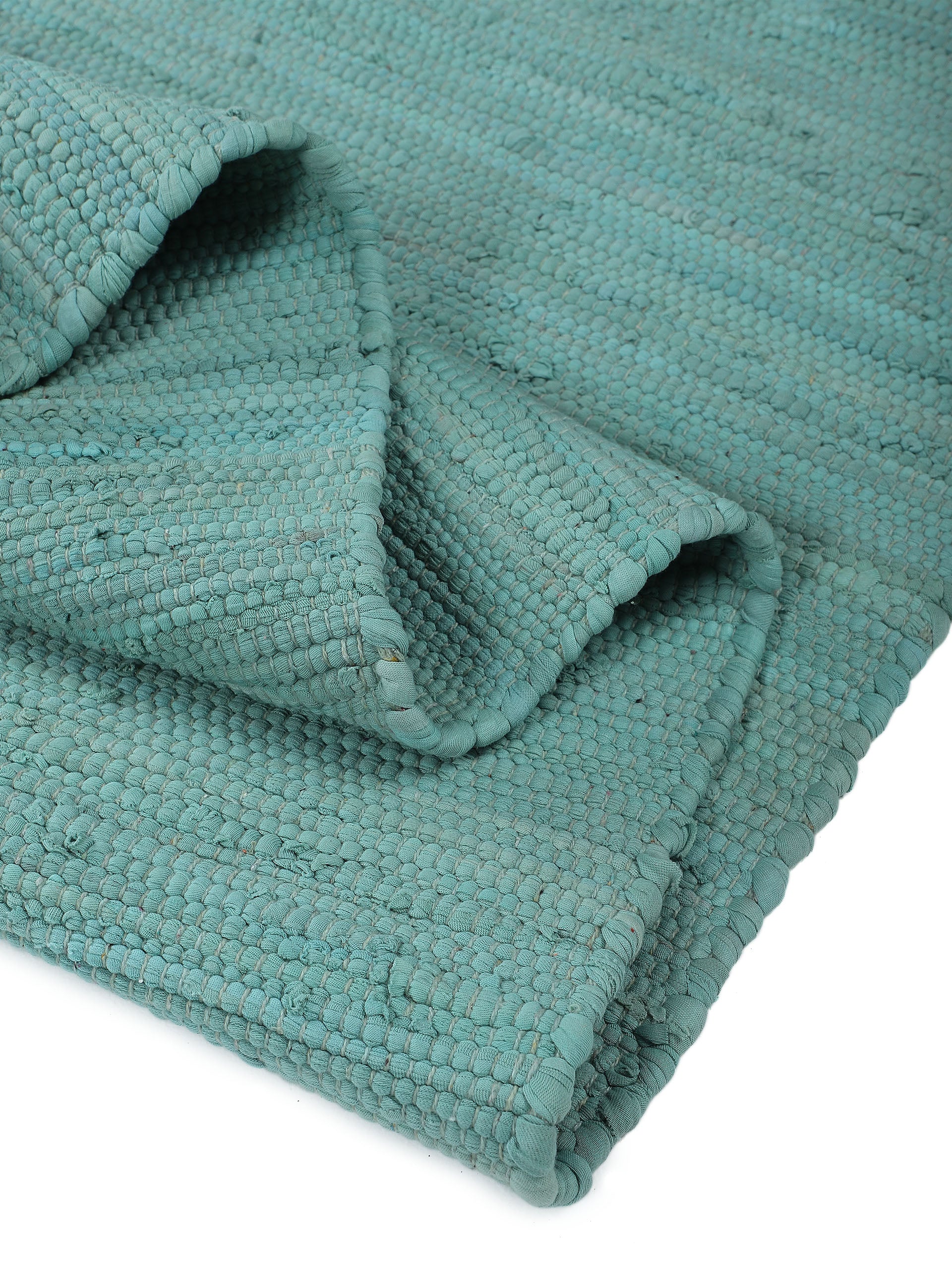 Kelim Chindi Uni Türkis in türkis aus baumwolle