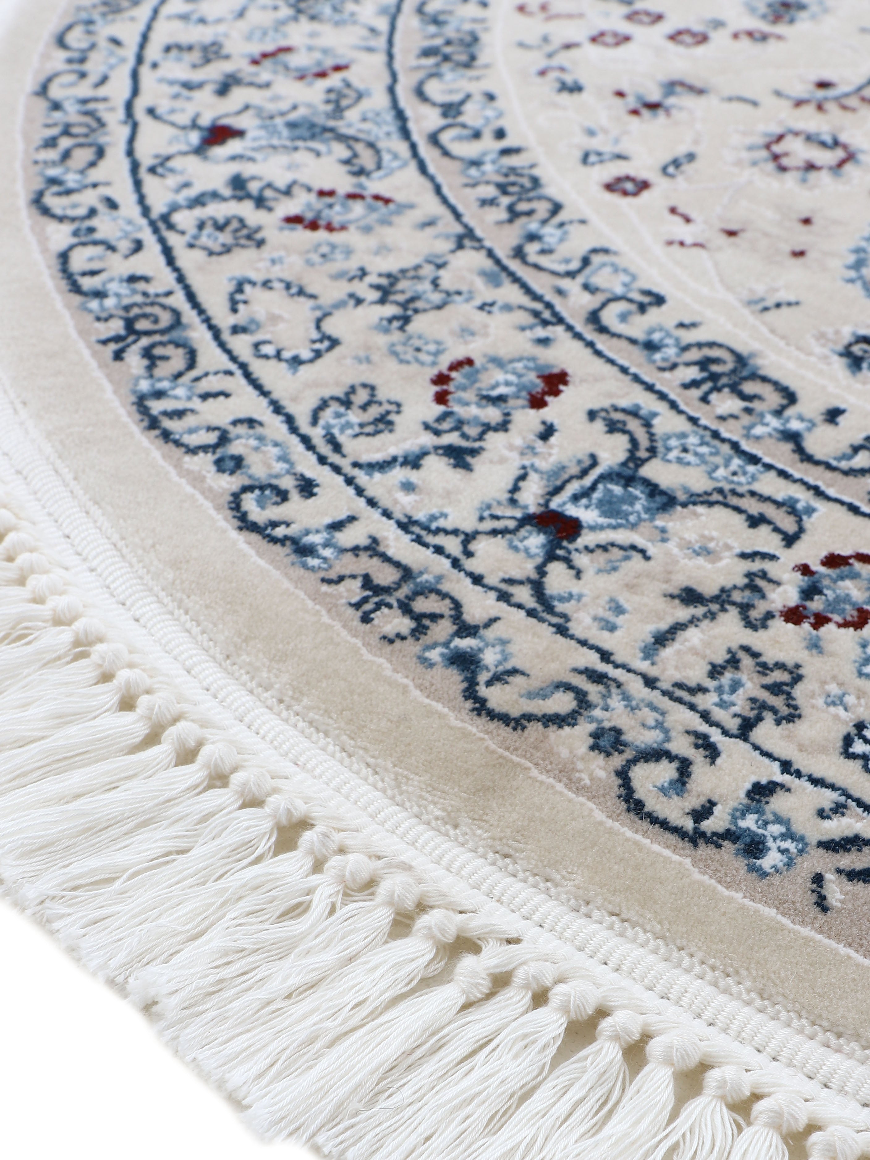 Teppich Nain Diane Rund Creme in creme aus kunstfaser