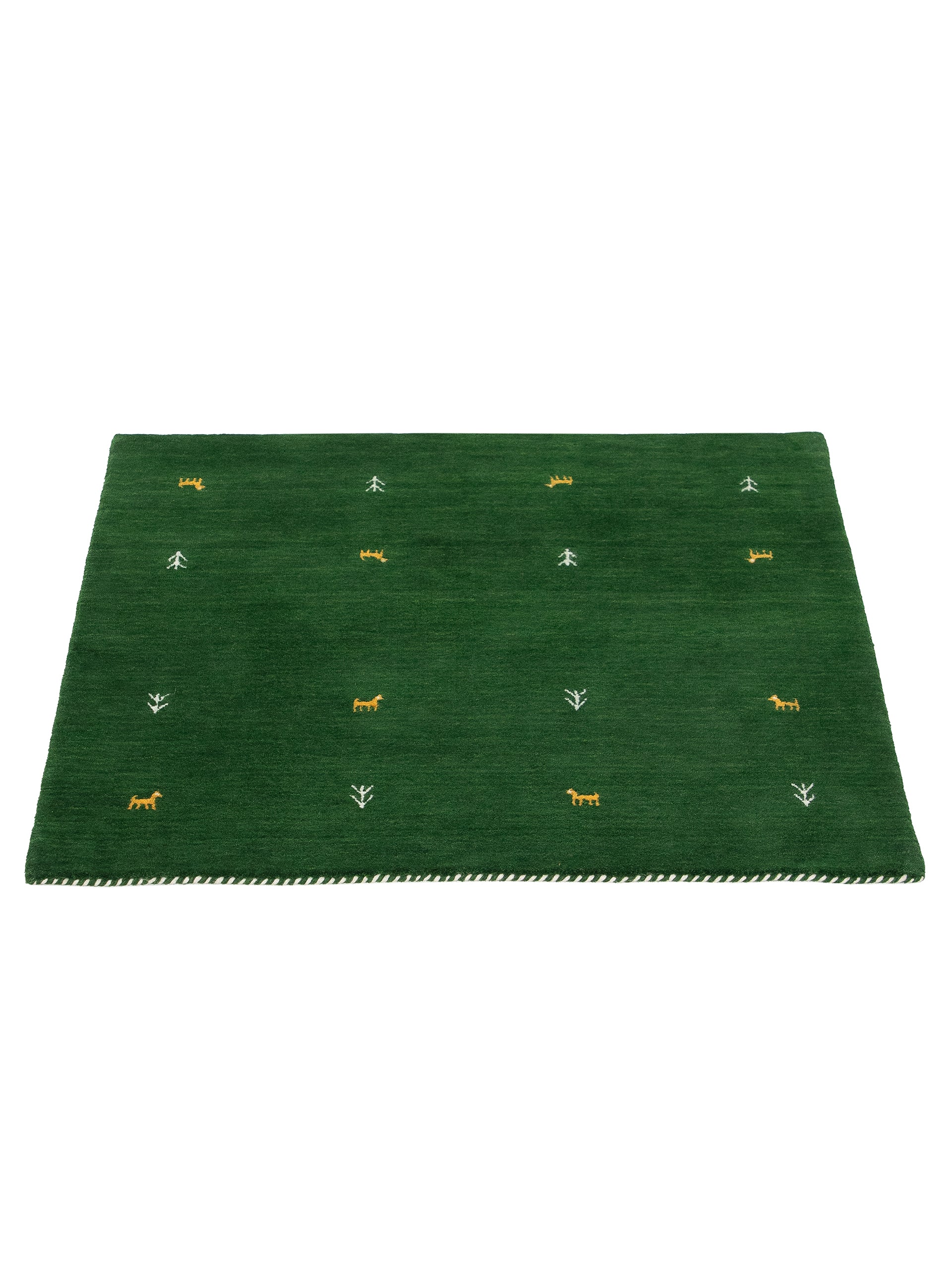 Wollteppich Gabbeh Uni Quadratisch Grün in grün aus wolle