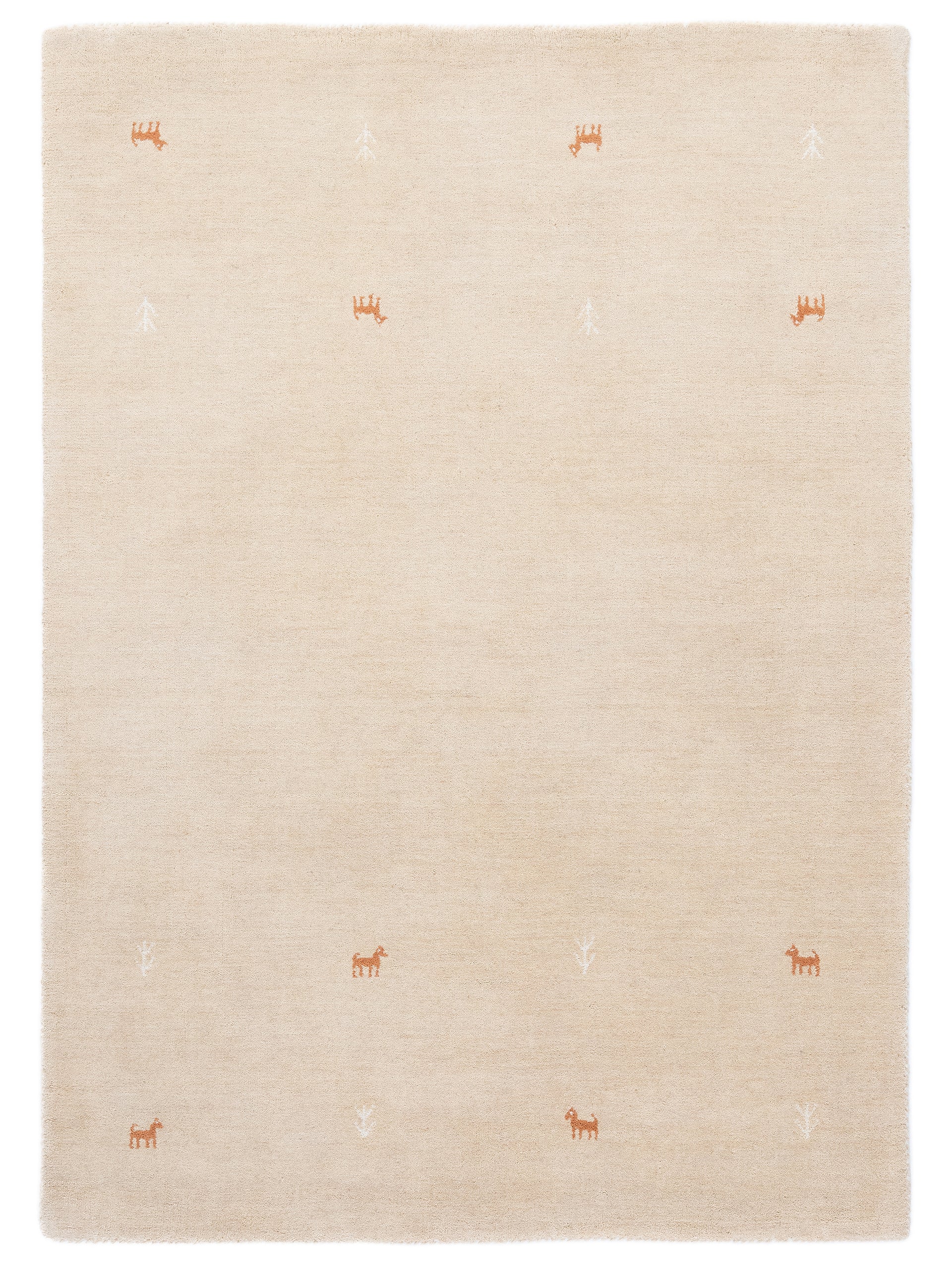 Wollteppich Gabbeh Uni Beige