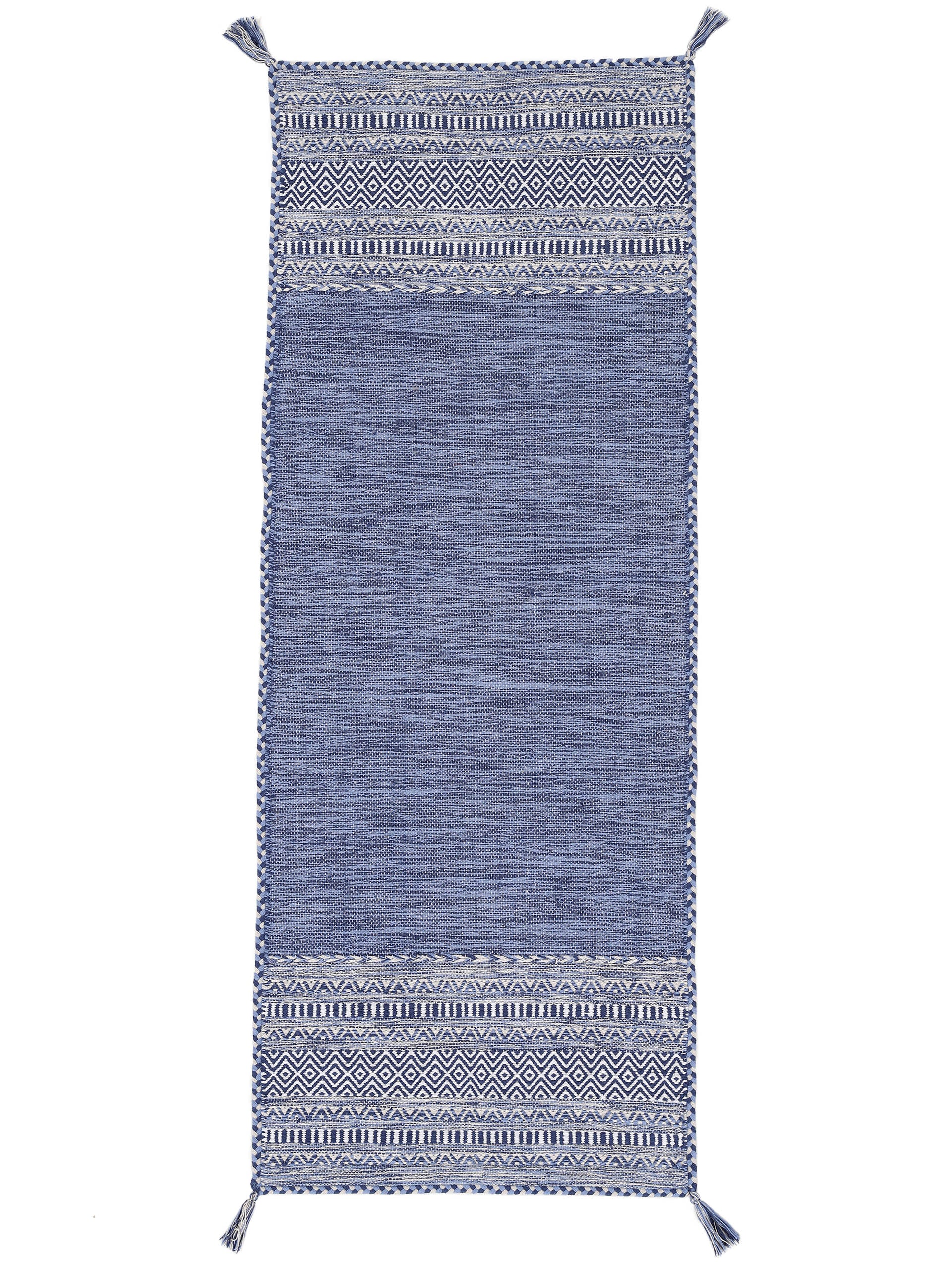 Flachgewebeteppich Kelim Azizi Läufer Blau in blau aus baumwolle
