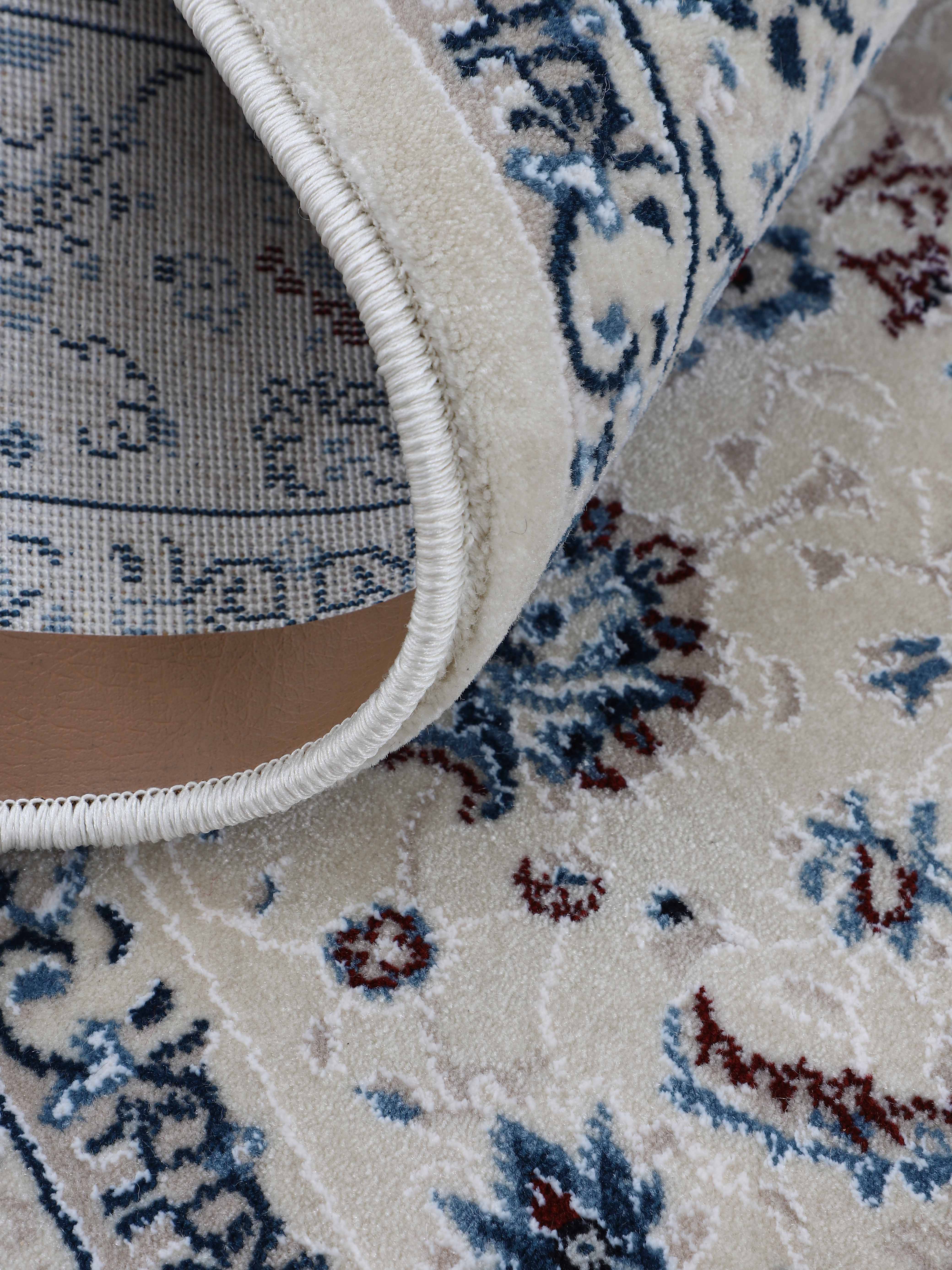 Teppich Nain Diane Rund Creme in creme aus kunstfaser