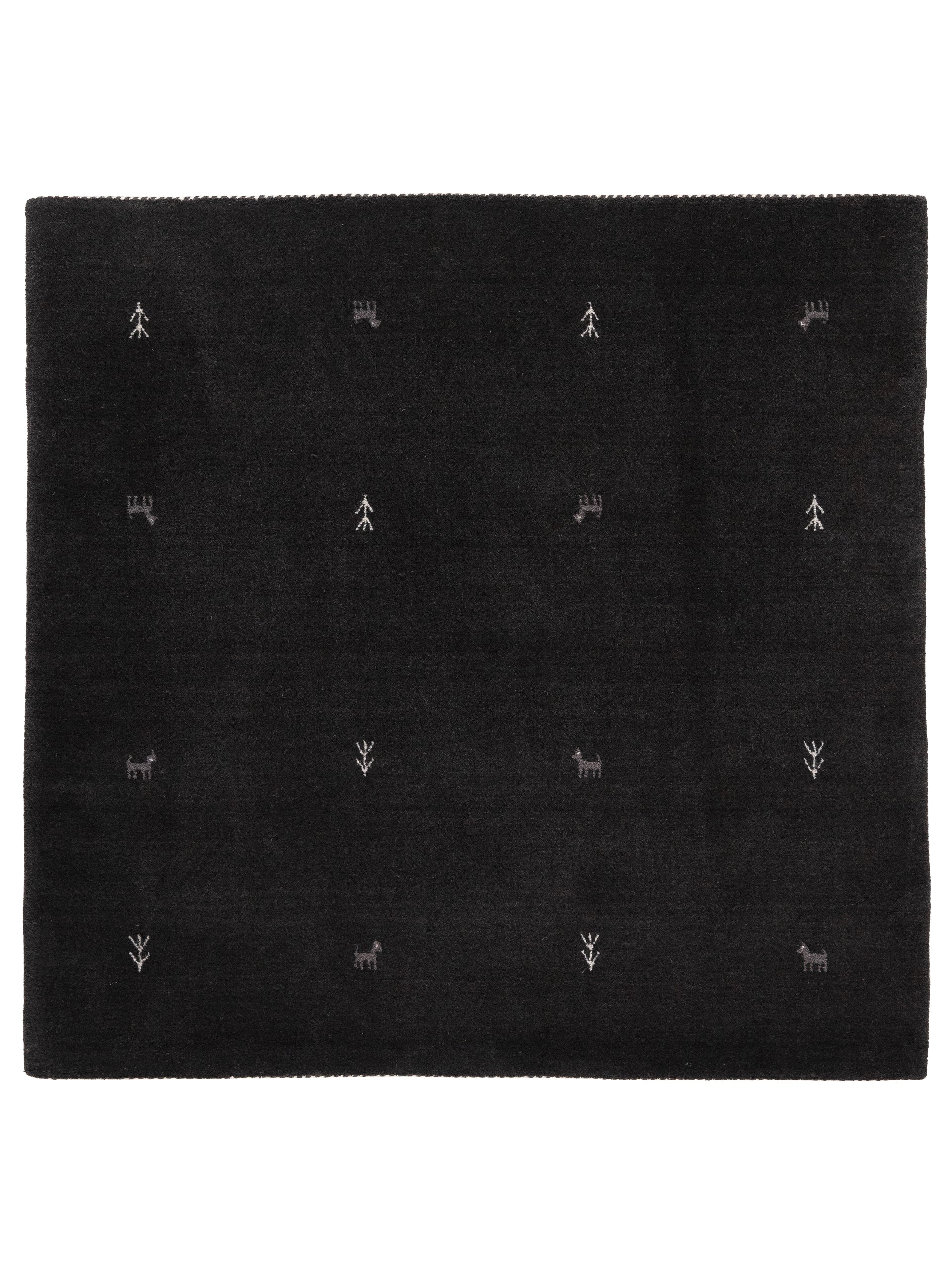Wollteppich Gabbeh Uni Quadratisch Schwarz in schwarz aus wolle