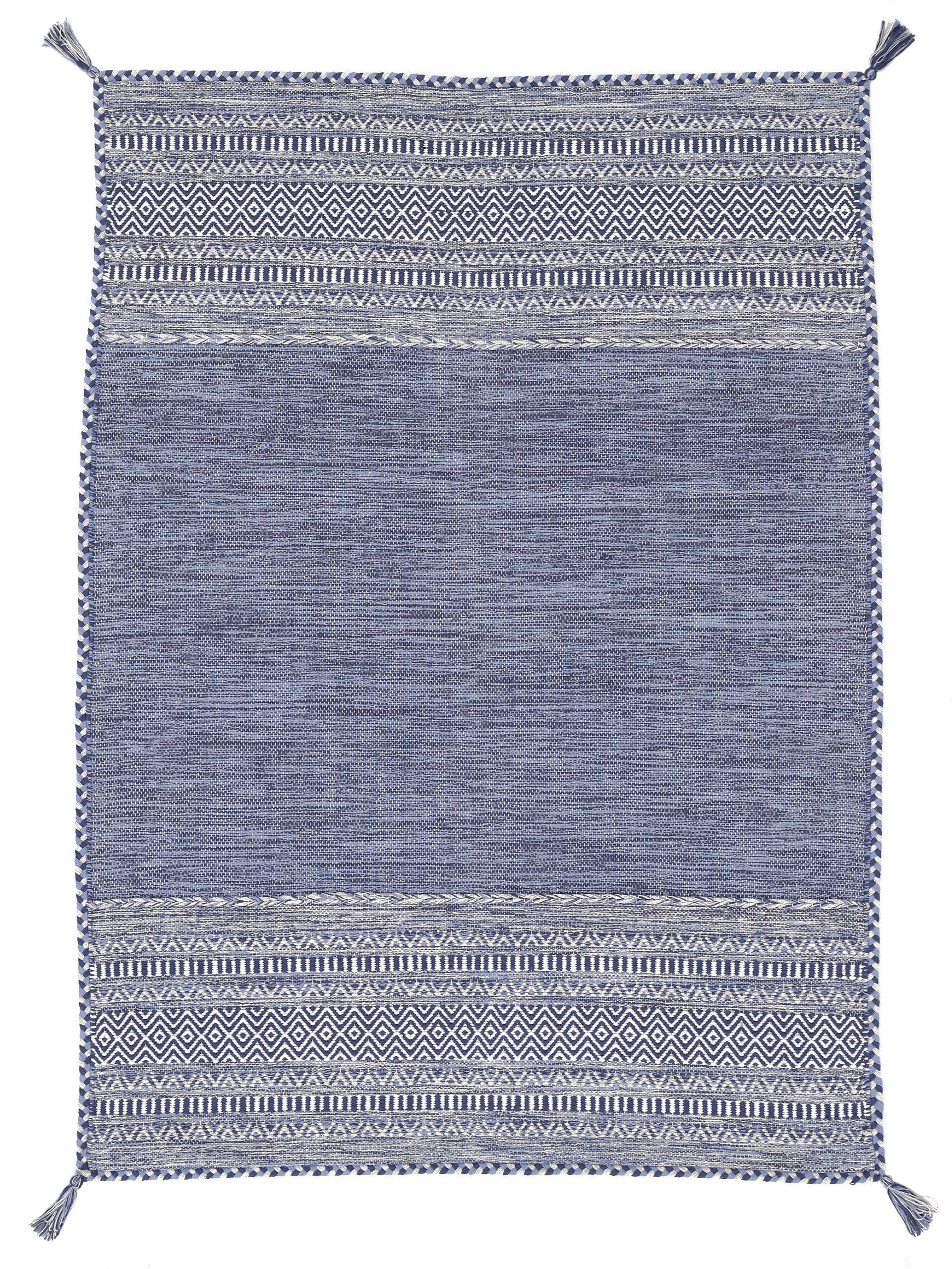 Flachgewebeteppich Kelim Azizi Blau aus Baumwolle