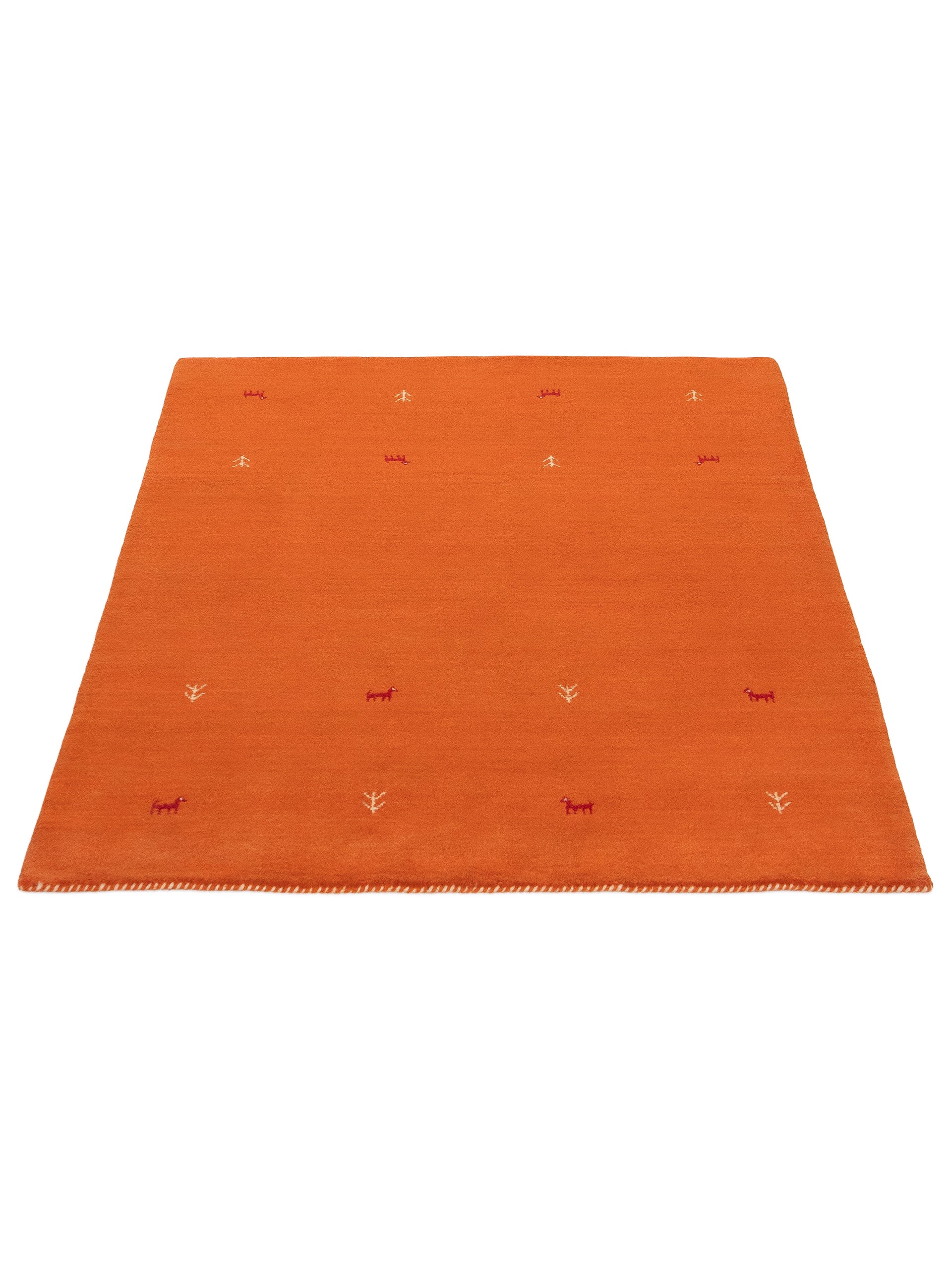 Wollteppich Gabbeh Uni Orange aus Wolle