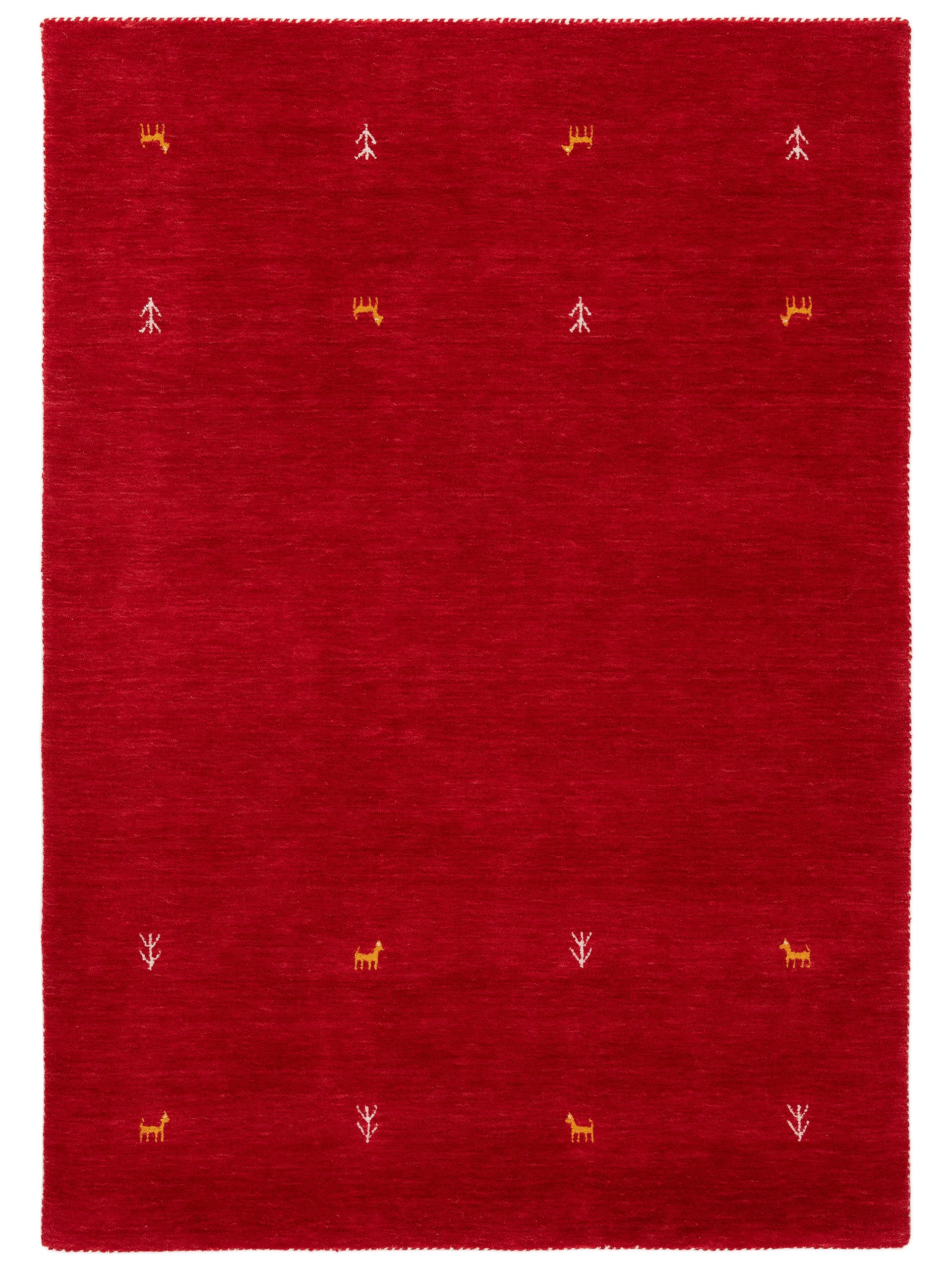 Wollteppich Gabbeh Uni Rot aus Wolle