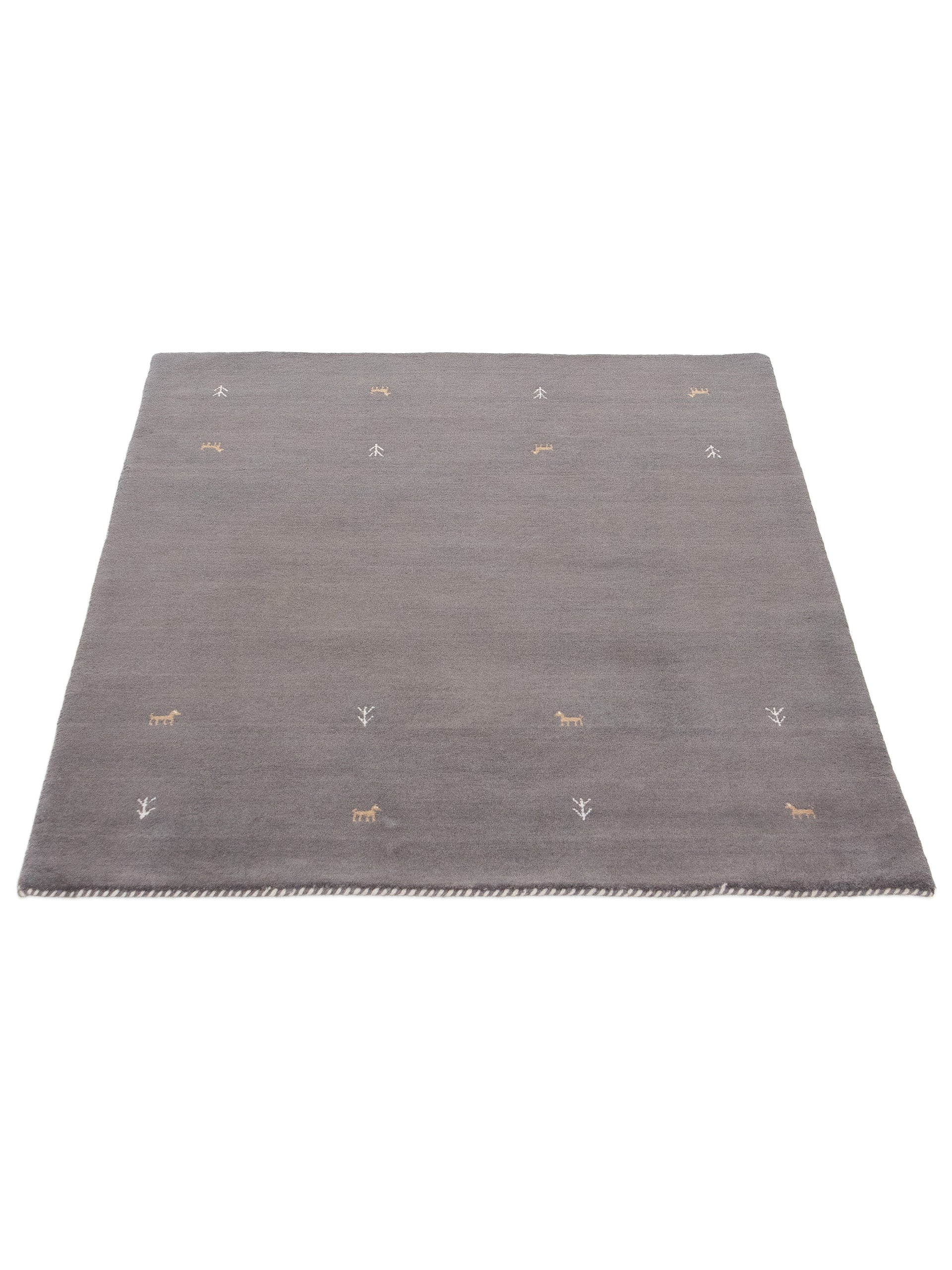 Wollteppich Gabbeh Uni Grau aus Wolle
